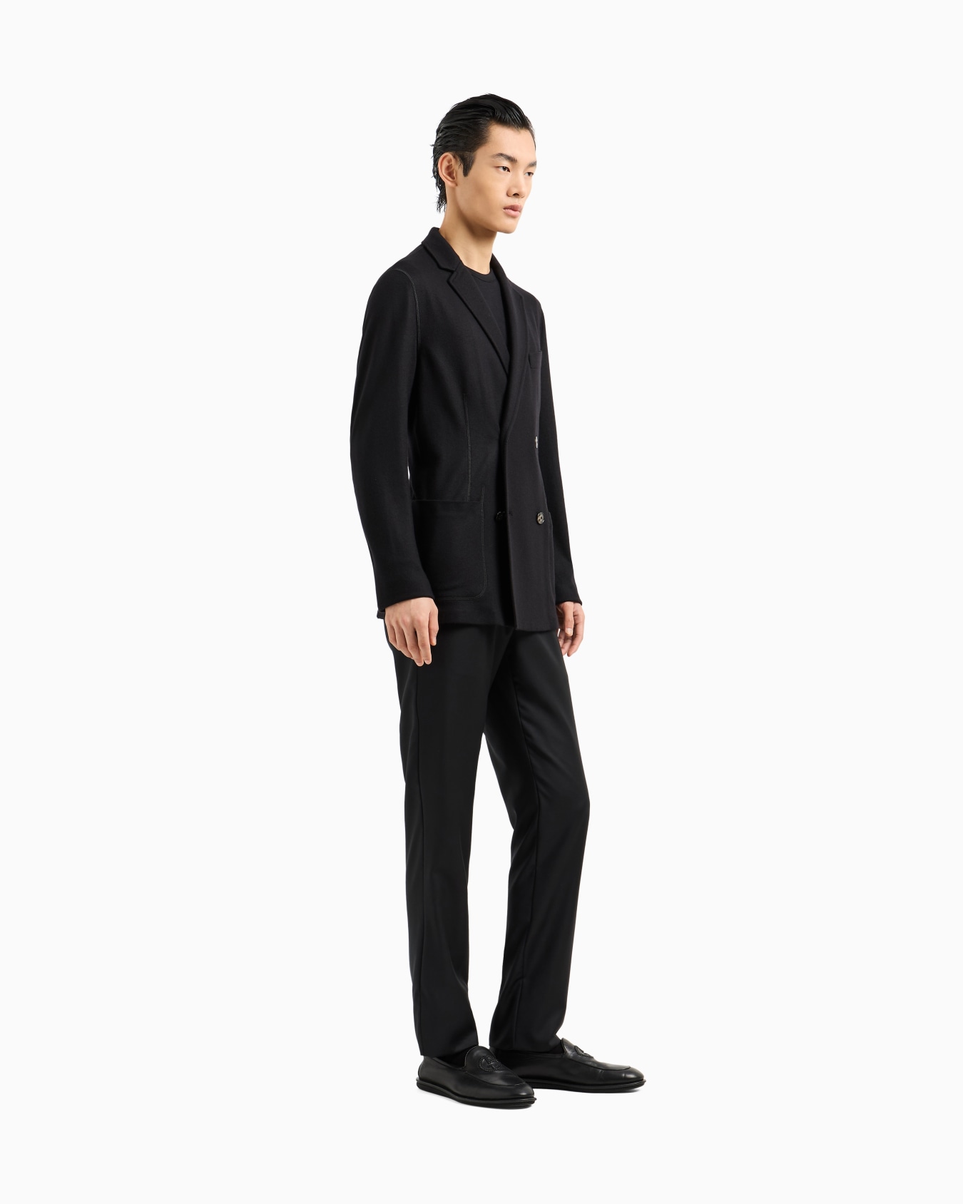 Veste croisée Icon en interlock de cachemire foulé Diapositive 1