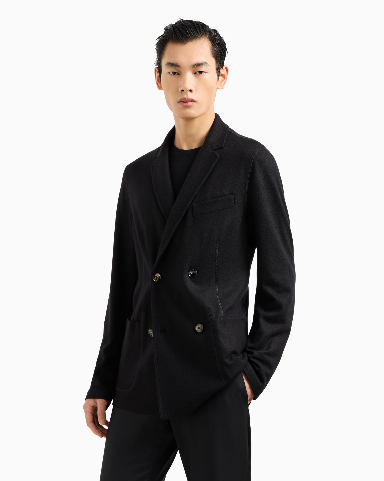 Veste croisée Icon en interlock de cachemire foulé Diapositive 3