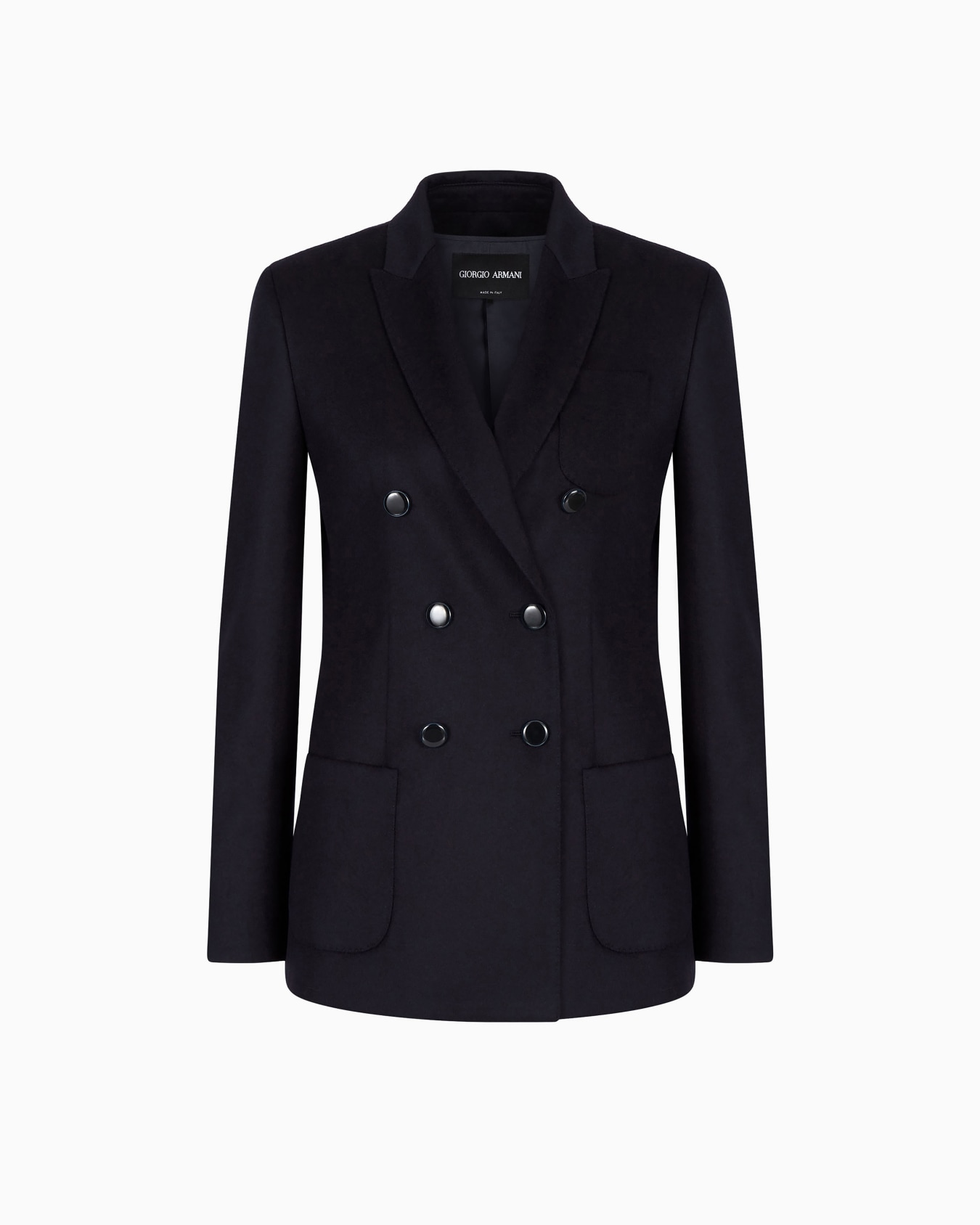 Double-breasted jacket in virgin wool and cashmere Slide 0