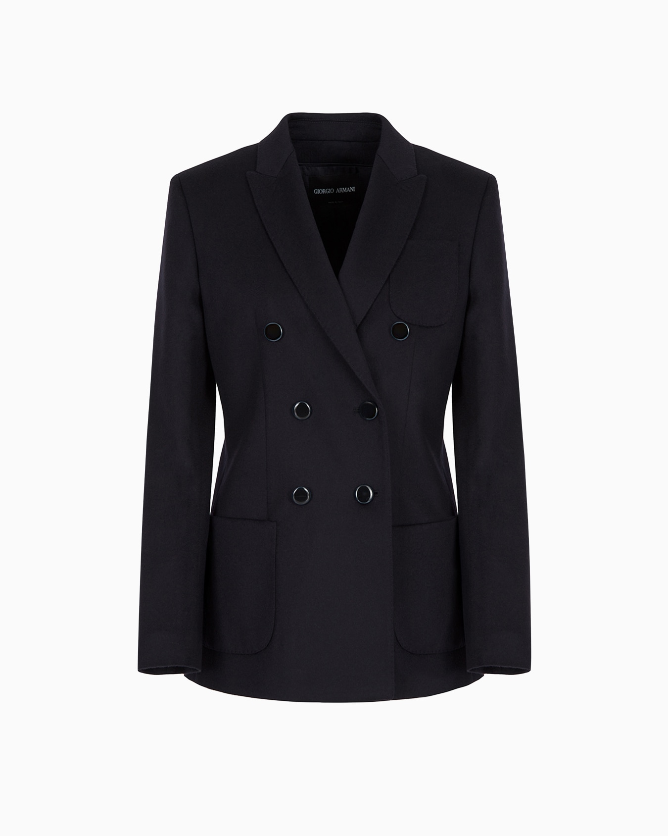 Double-breasted jacket in virgin wool and cashmere Slide 0