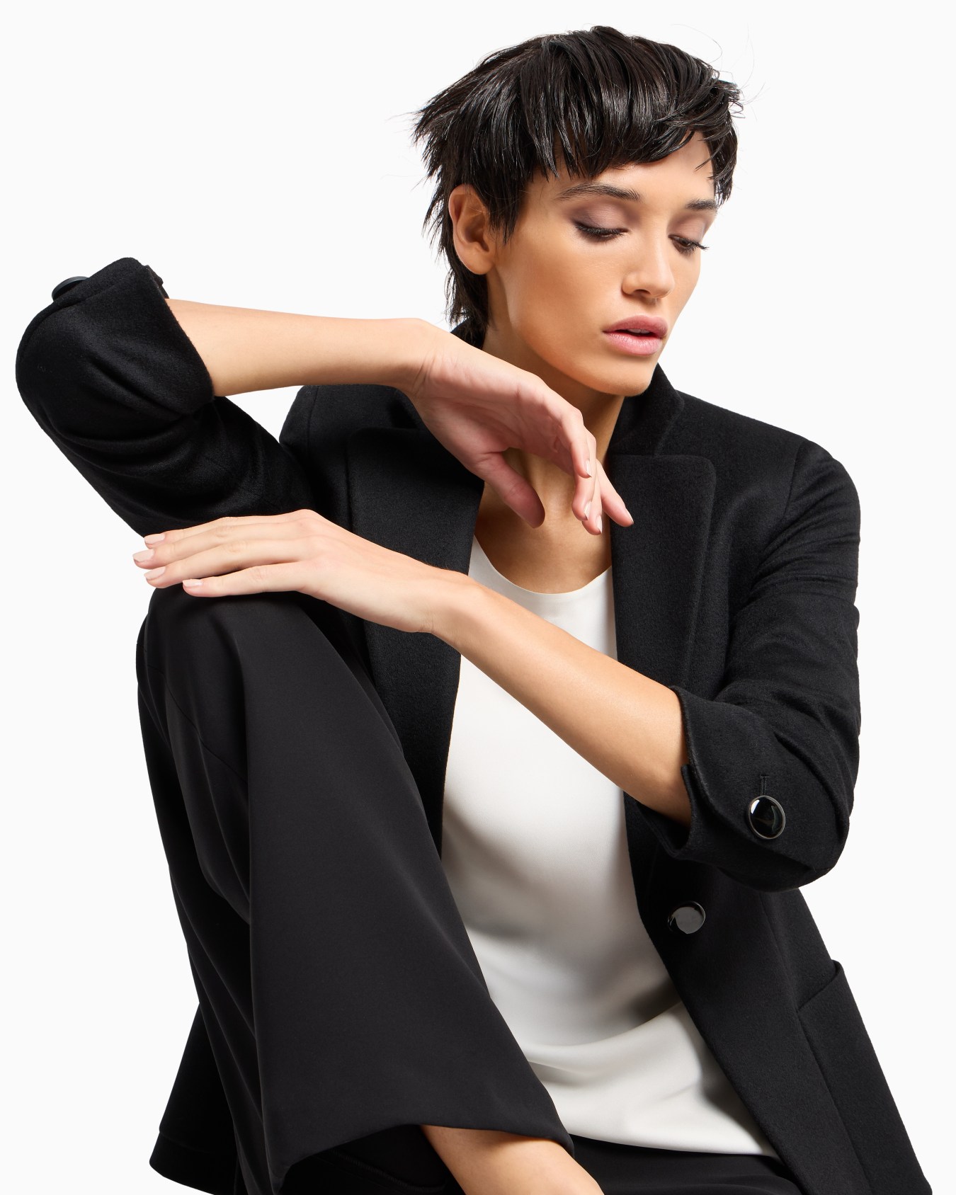 Single-breasted jacket in virgin wool and cashmere Slide 5