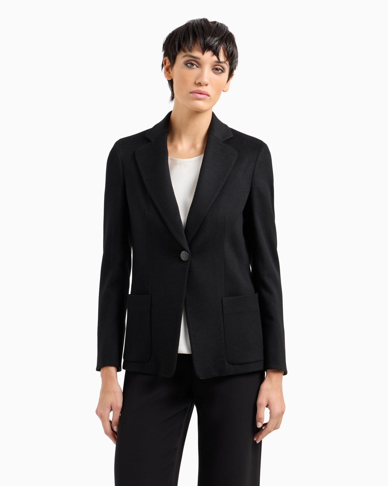 Single-breasted jacket in virgin wool and cashmere Slide 1