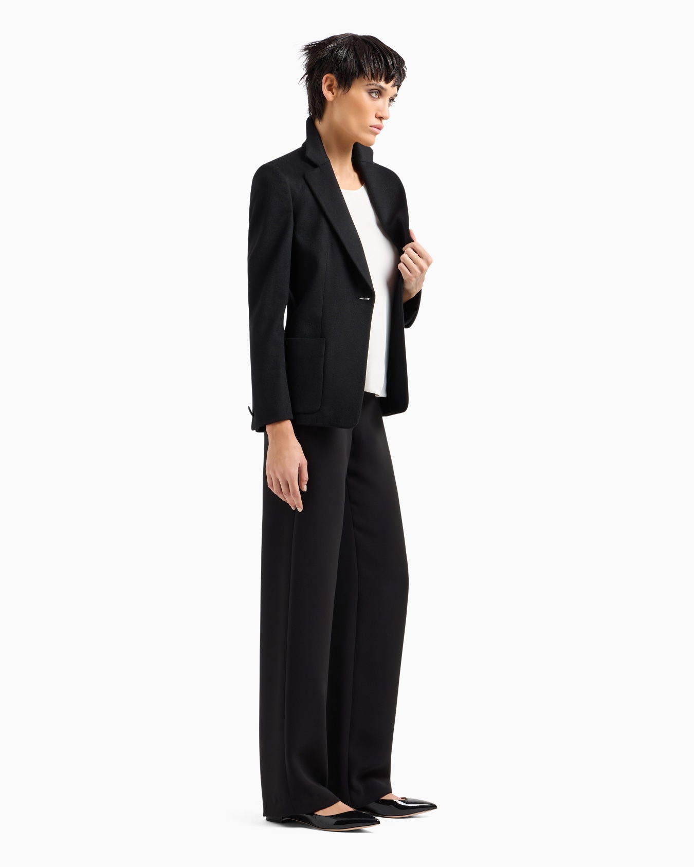 Single-breasted jacket in virgin wool and cashmere Slide 3
