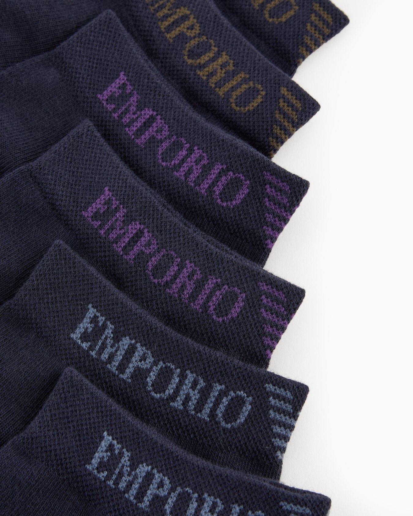 Three-pack of socks with jacquard Emporio Armani logo Slide 1