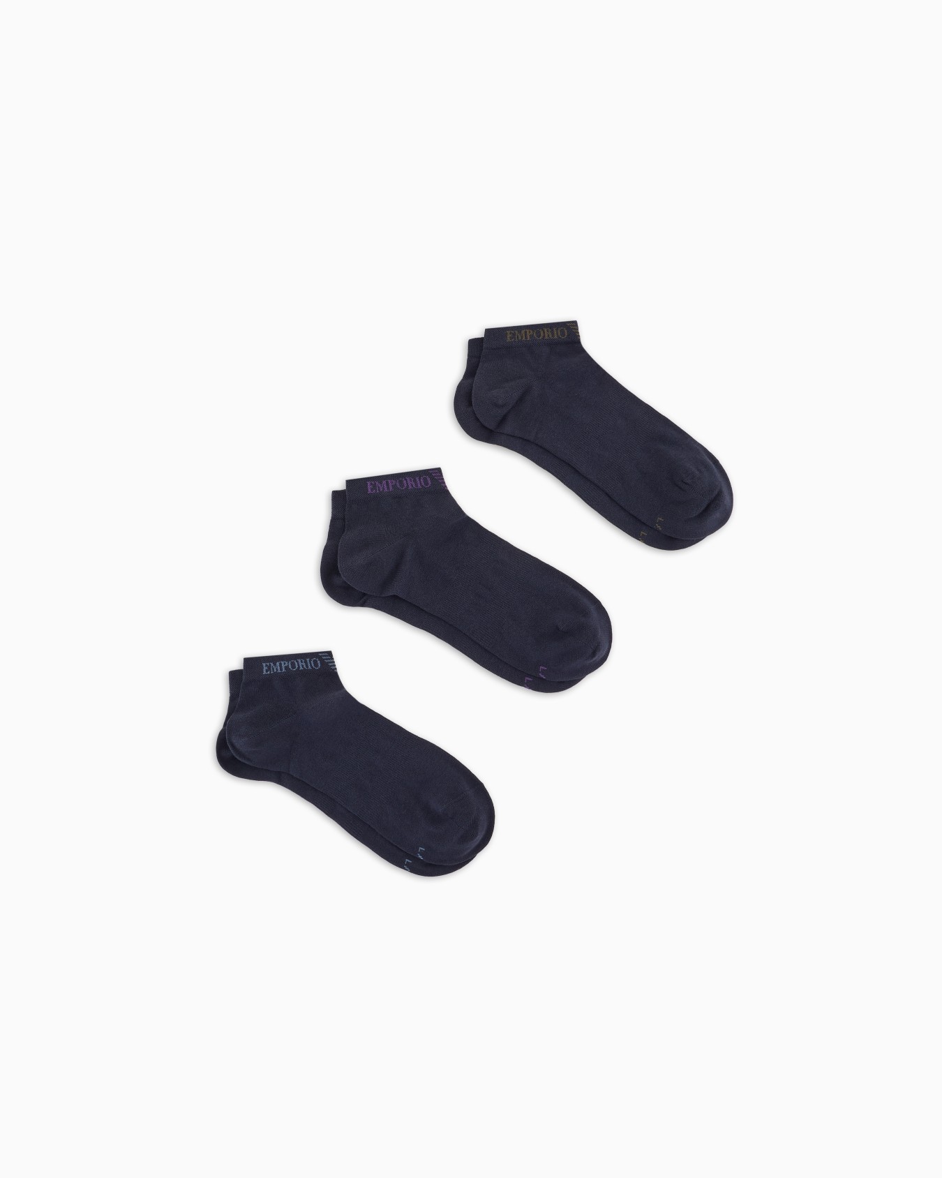 Three-pack of socks with jacquard Emporio Armani logo Slide 0
