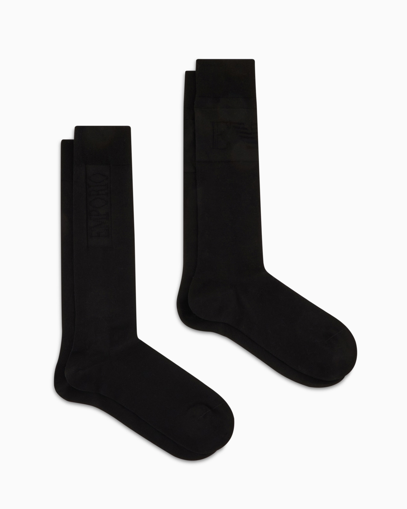 Two-pack of mercerised cotton knee-high socks with logo intarsia Slide 0
