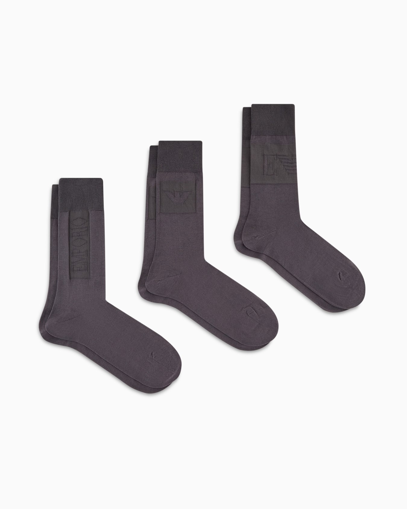 Three-pack of mercerised cotton socks with logo intarsia Slide 0