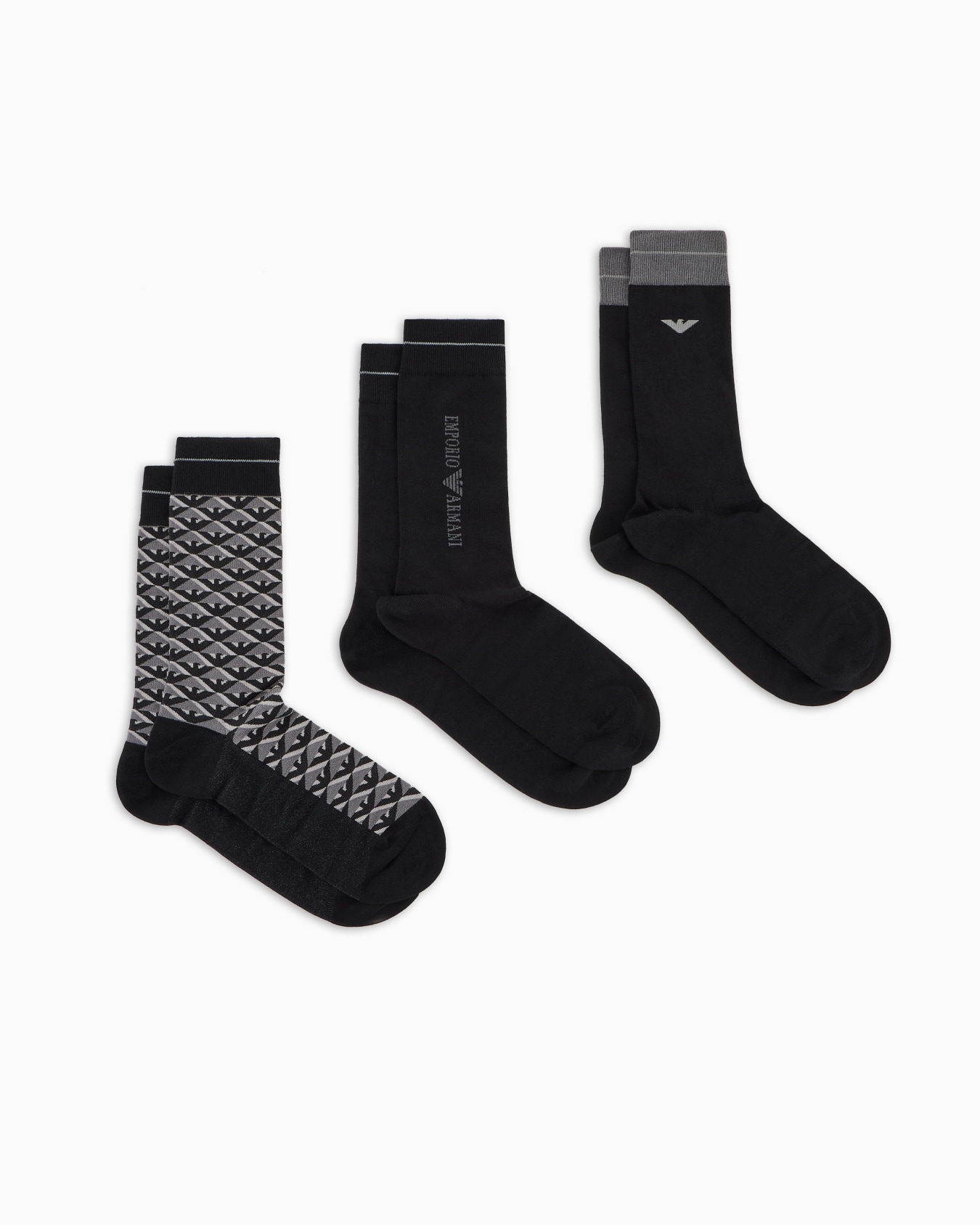 Paquete de tres pares de calcetines con fantasía de logotipo en tejido jacquard Diapositiva 0
