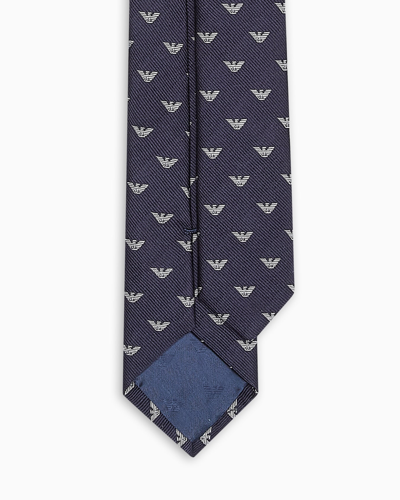 Pure silk tie with all-over jacquard micro-eagle Slide 1
