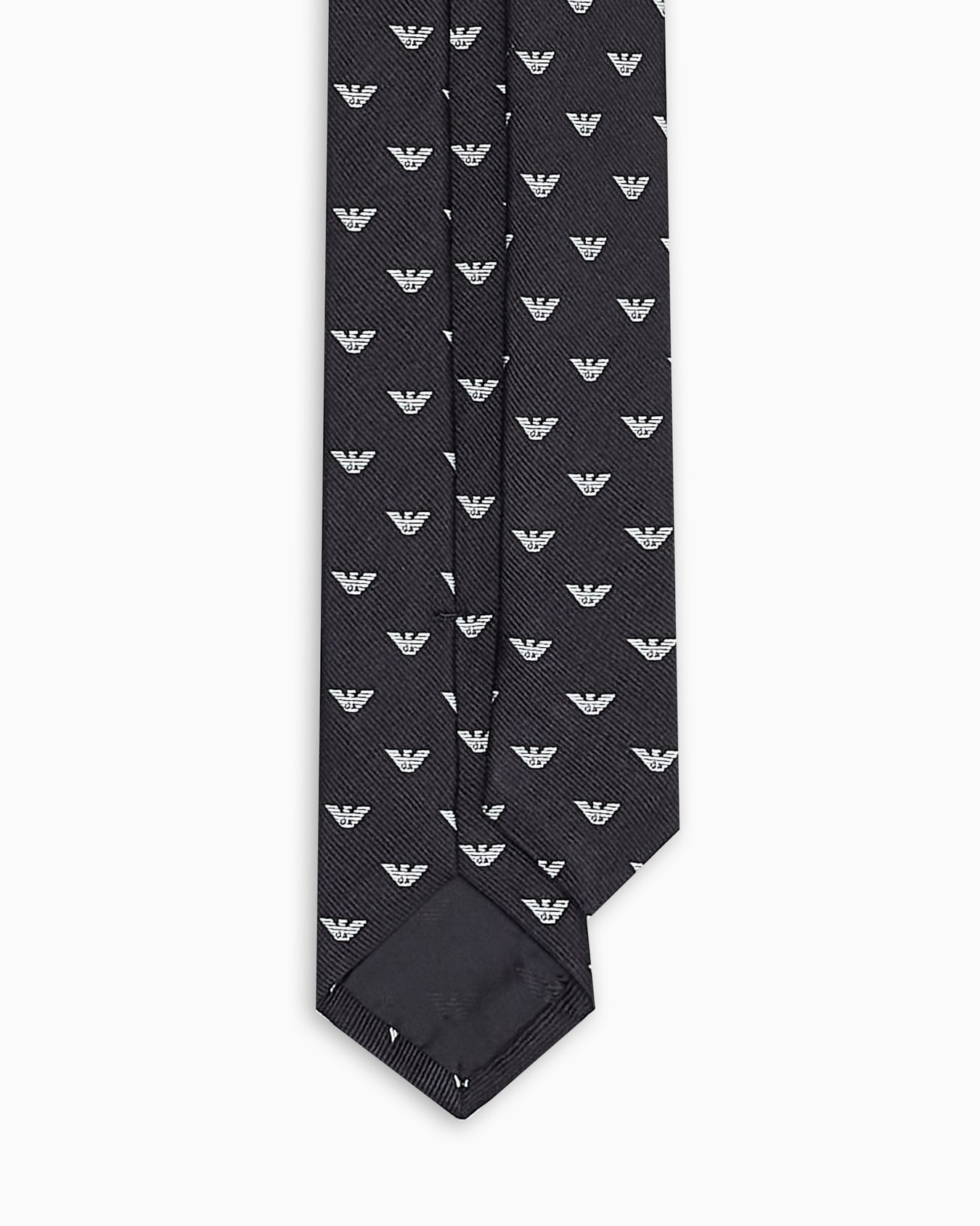 Pure silk tie with all-over jacquard micro-eagle Slide 1