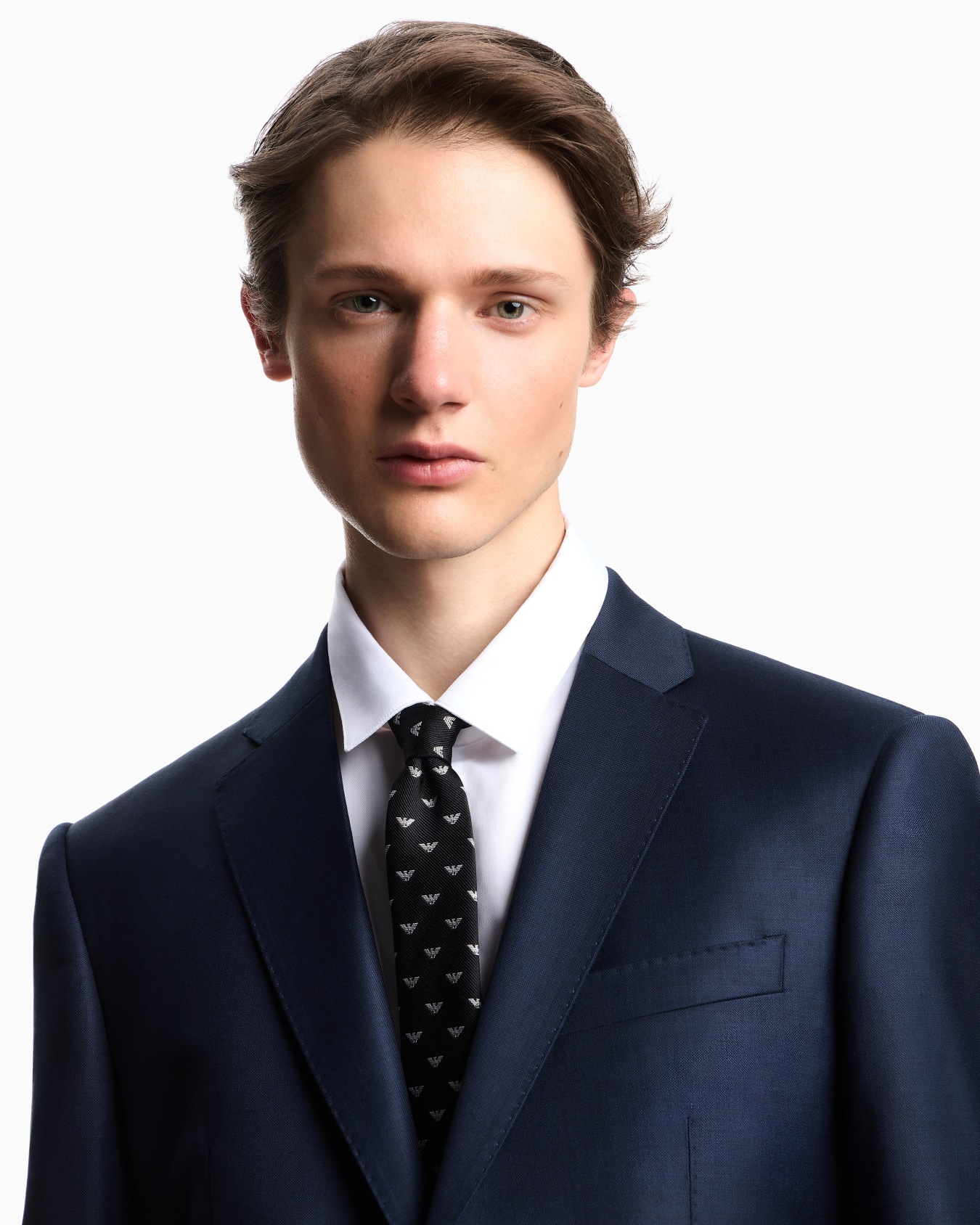 Pure silk tie with all-over jacquard micro-eagle Slide 2