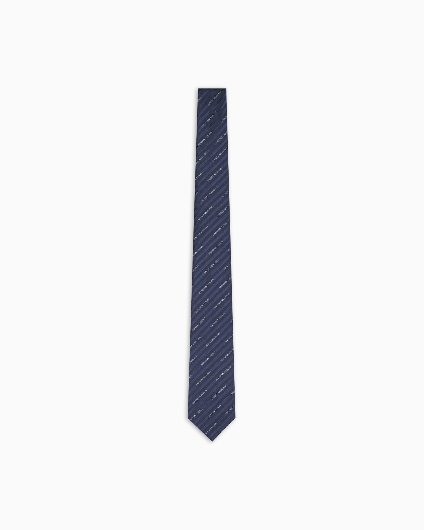 Pure silk tie with all-over jacquard logo Slide 0