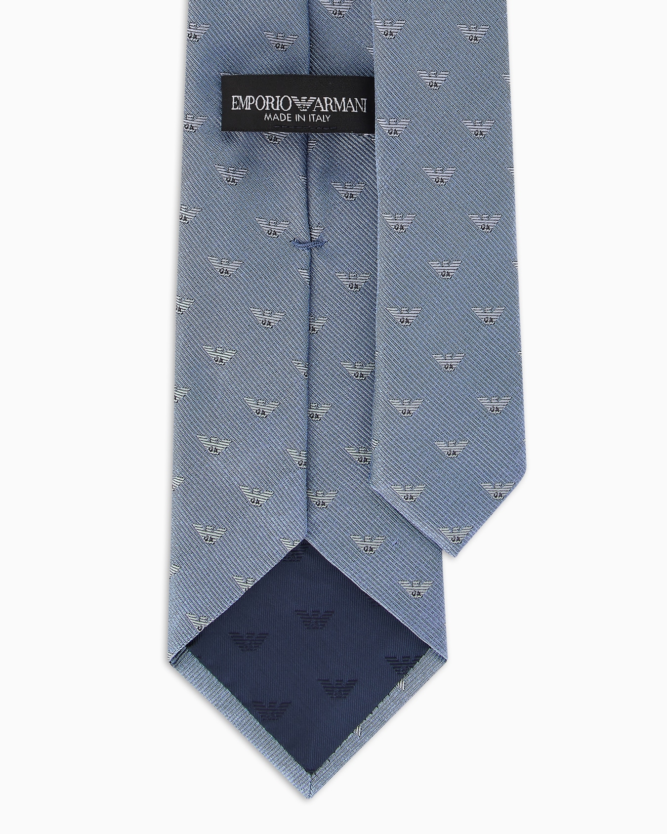 Pure silk tie with jacquard all-over eagles Slide 1
