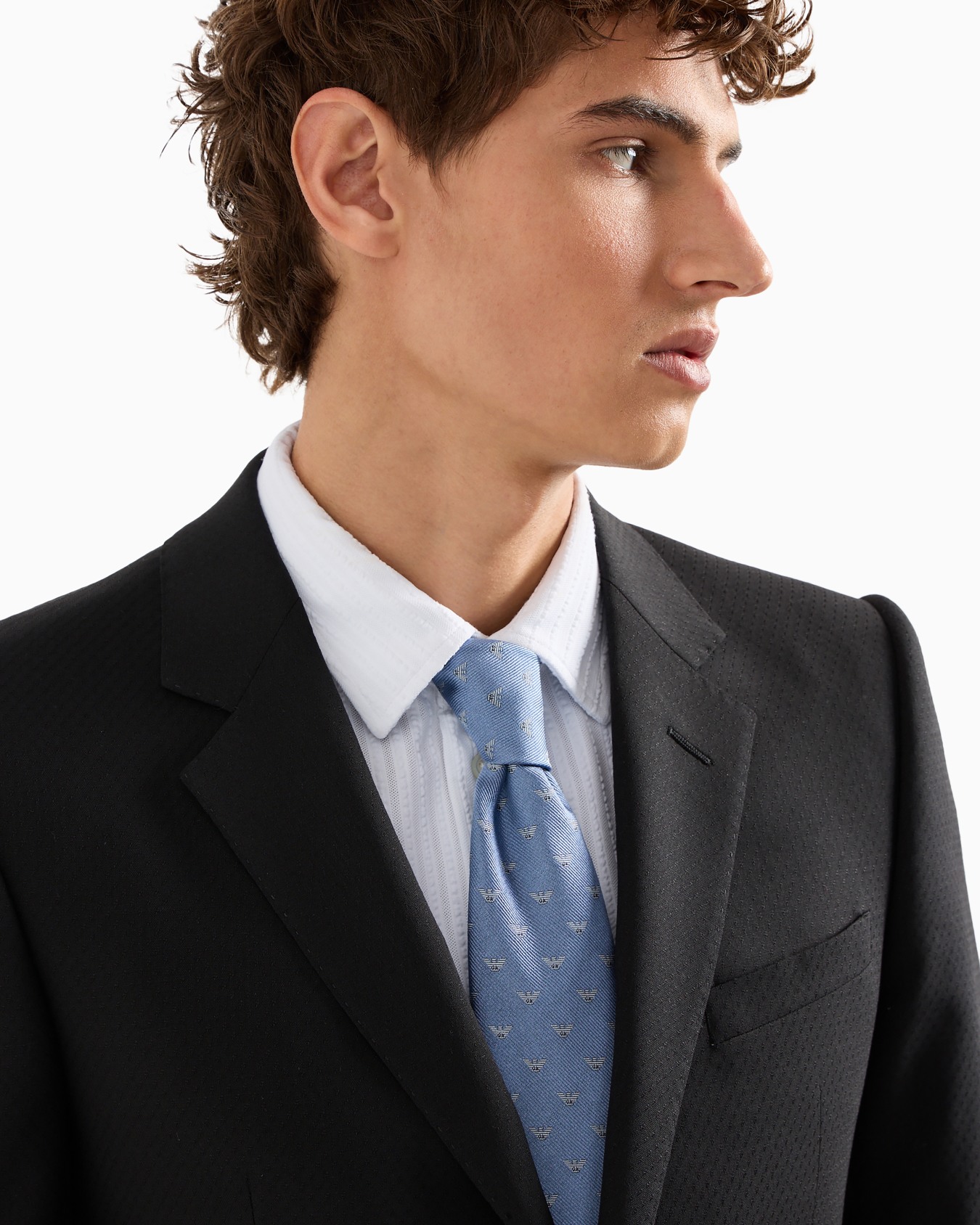 Pure silk tie with jacquard all-over eagles Slide 2