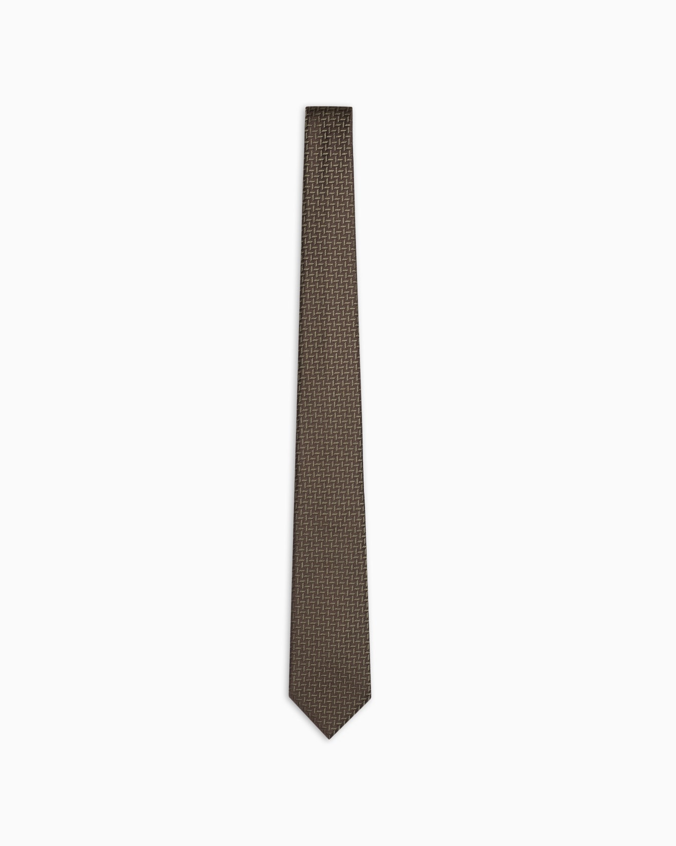 Silk-blend tie with jacquard chevron motif Slide 0