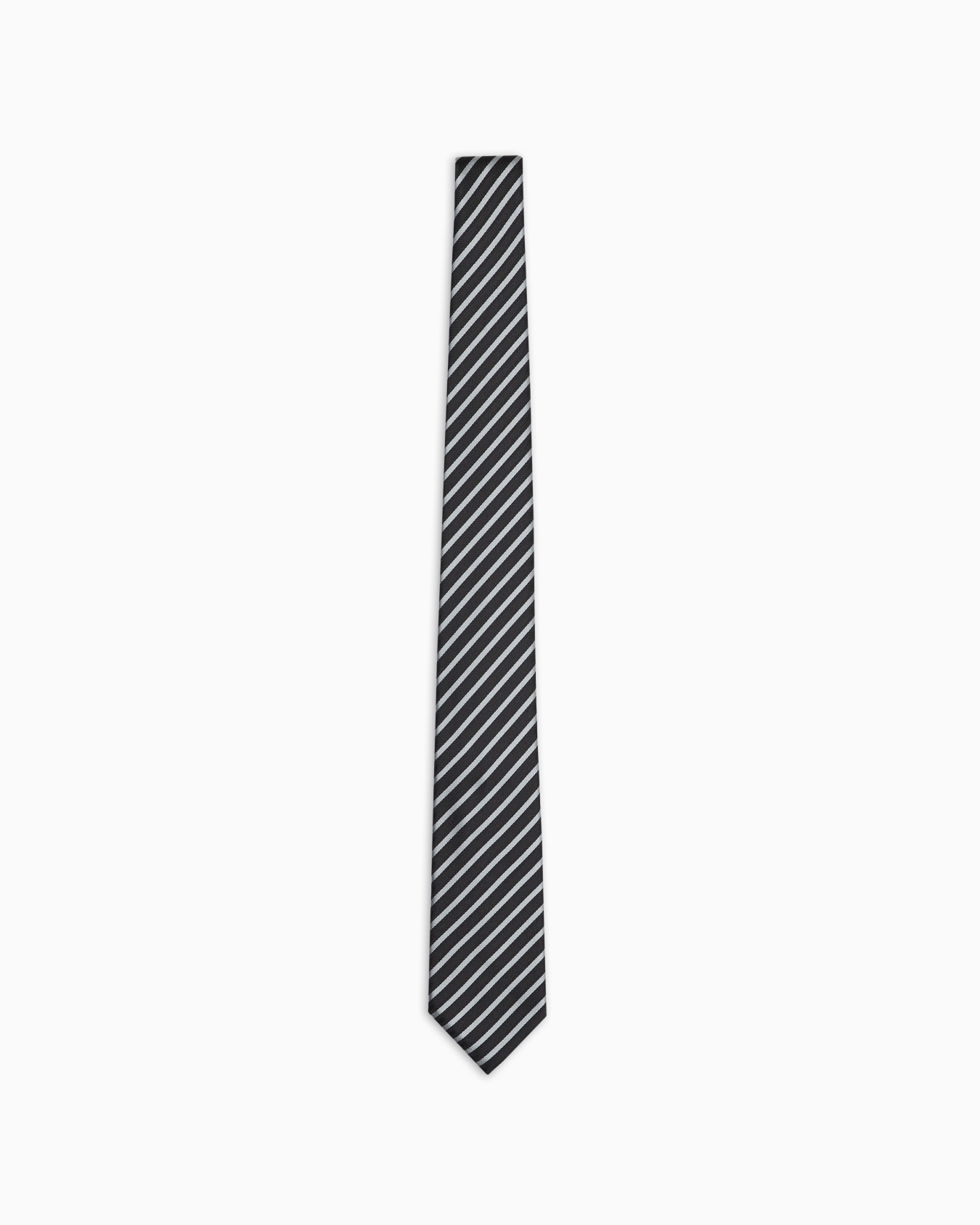 Pure silk tie with jacquard striped motif Slide 0