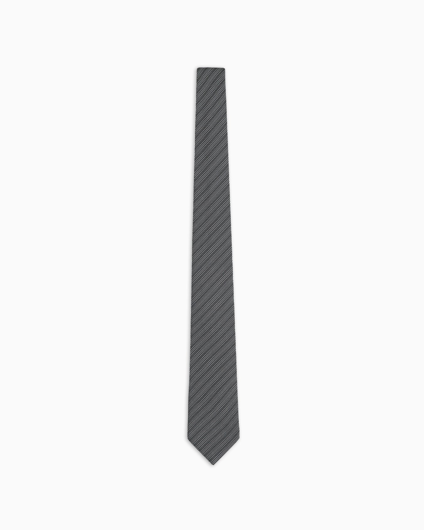 Pure silk tie with jacquard op-art motif Slide 0
