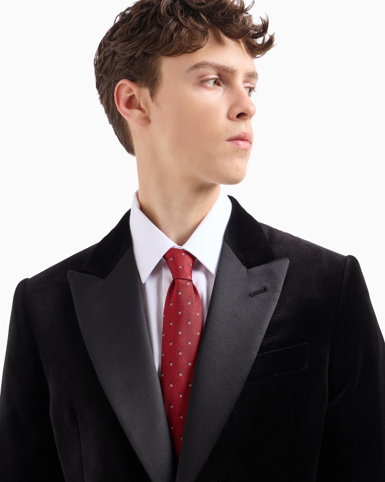 Pure silk tie with jacquard micro-motif Slide 2