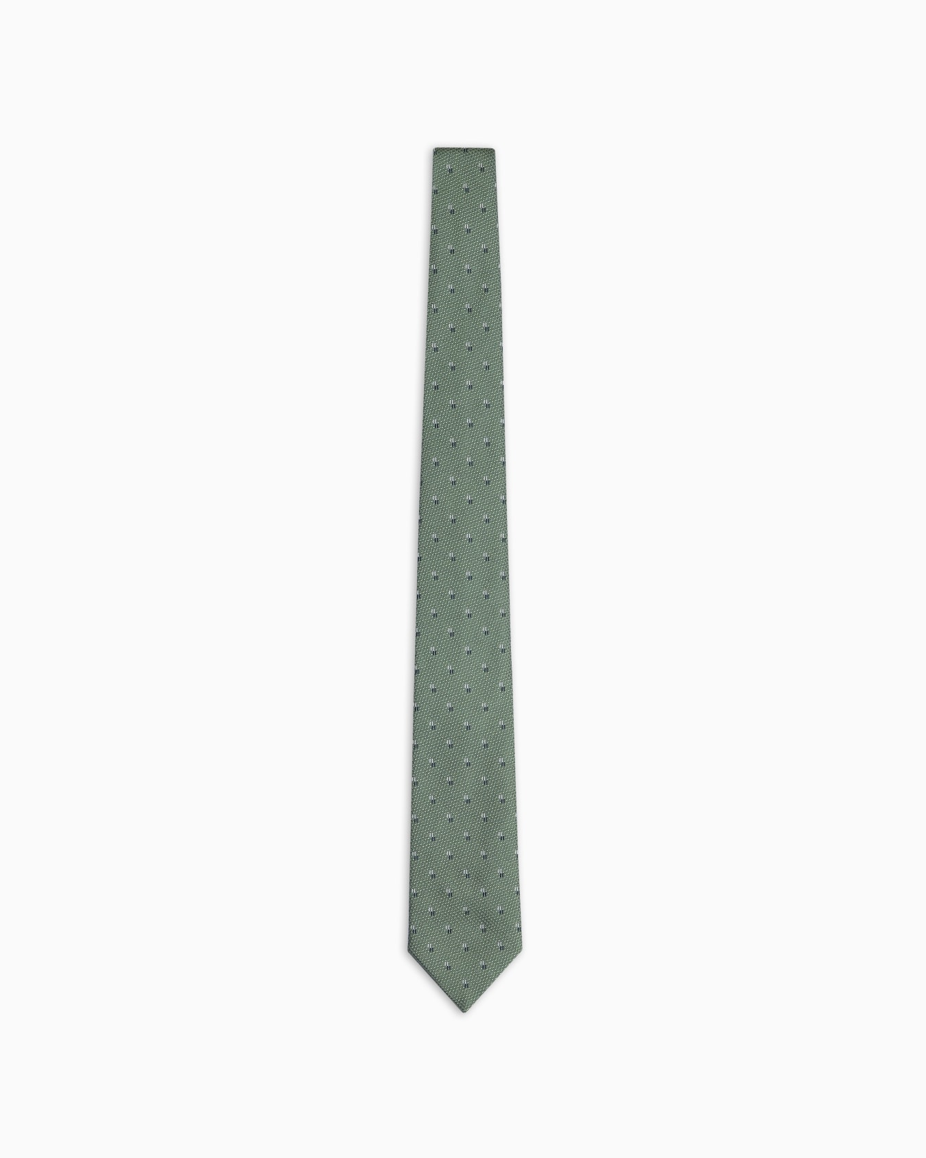 Pure silk tie with jacquard micro-motif Slide 0
