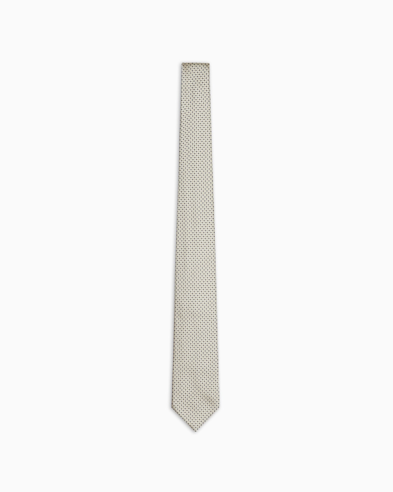 Pure silk tie with jacquard micro-motif Slide 0