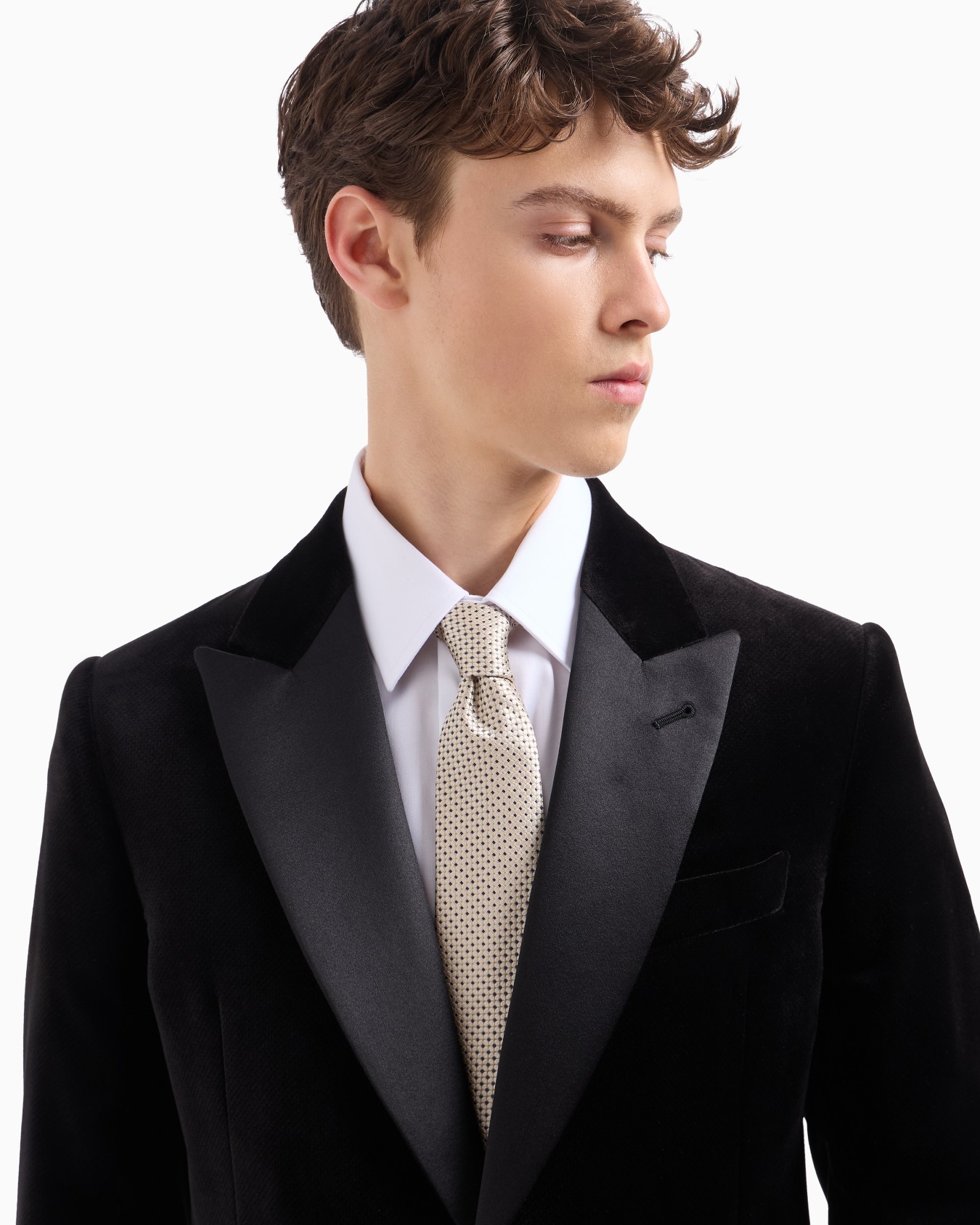 Pure silk tie with jacquard micro-motif Slide 2