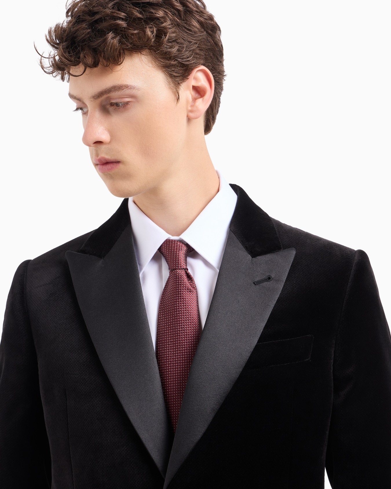 Pure silk tie with jacquard micro-motif Slide 2