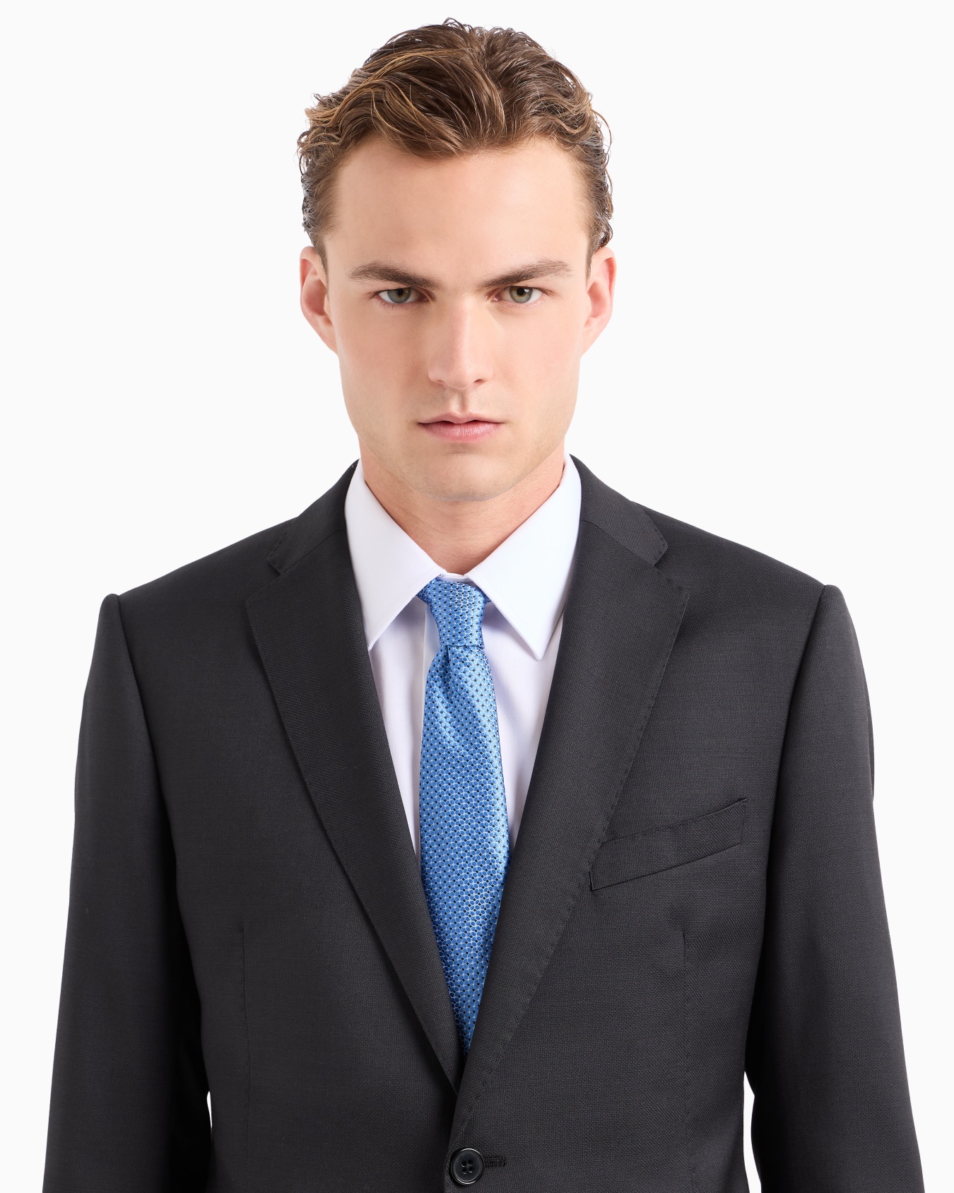 Pure silk tie with jacquard micro-motif Slide 2