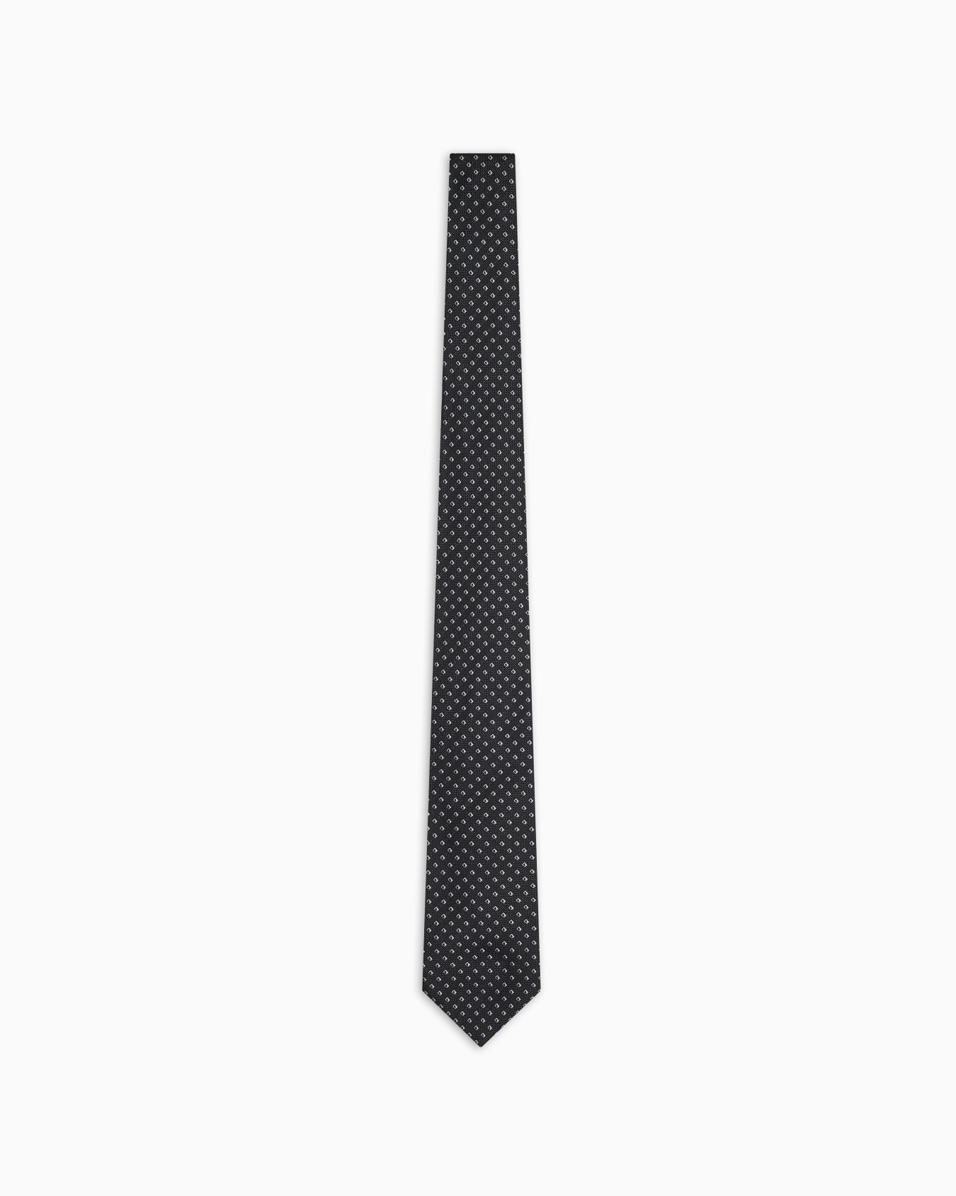 Pure silk tie with jacquard micro-check Slide 0