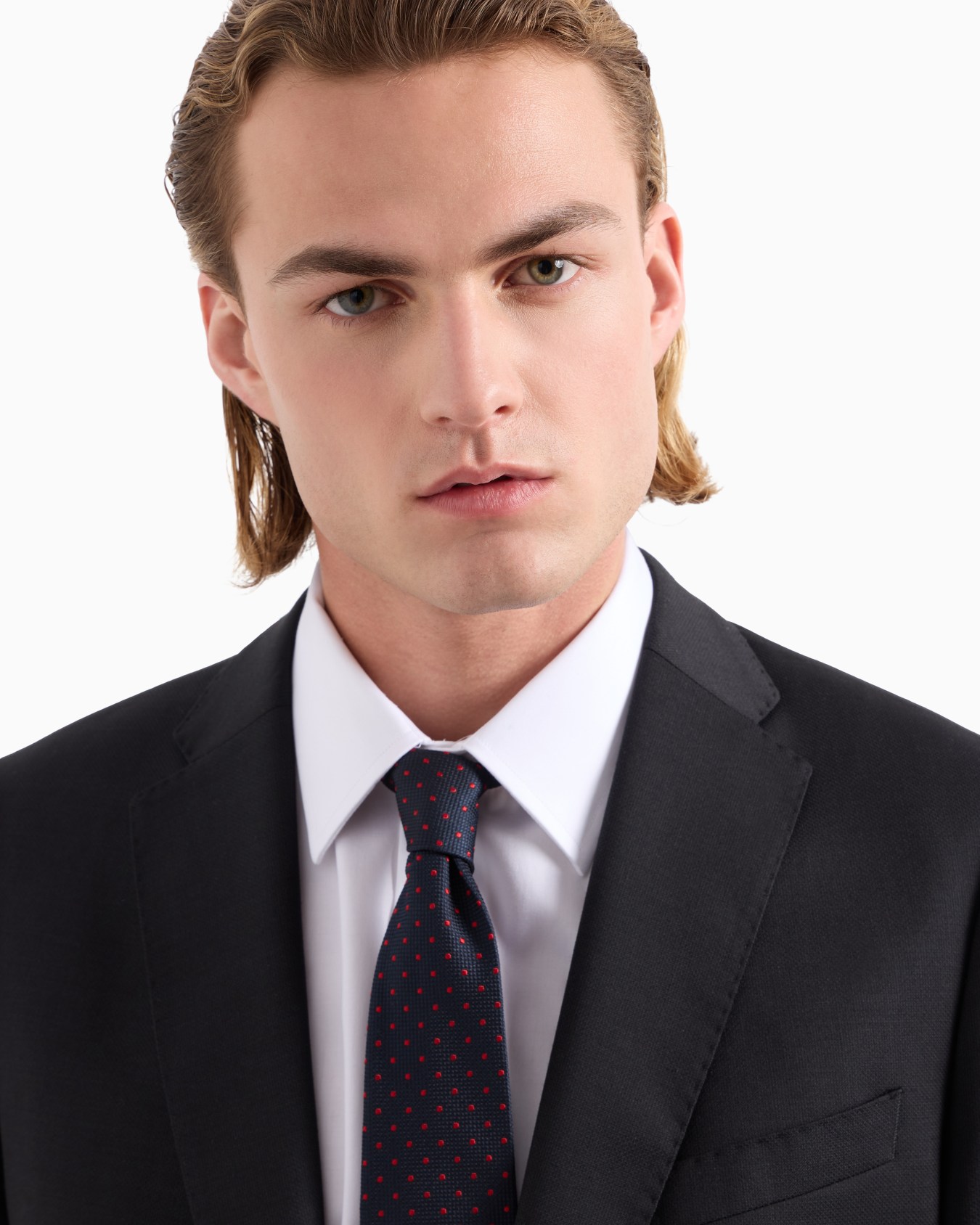 Pure silk tie with jacquard polka dot-effect micro-check Slide 2