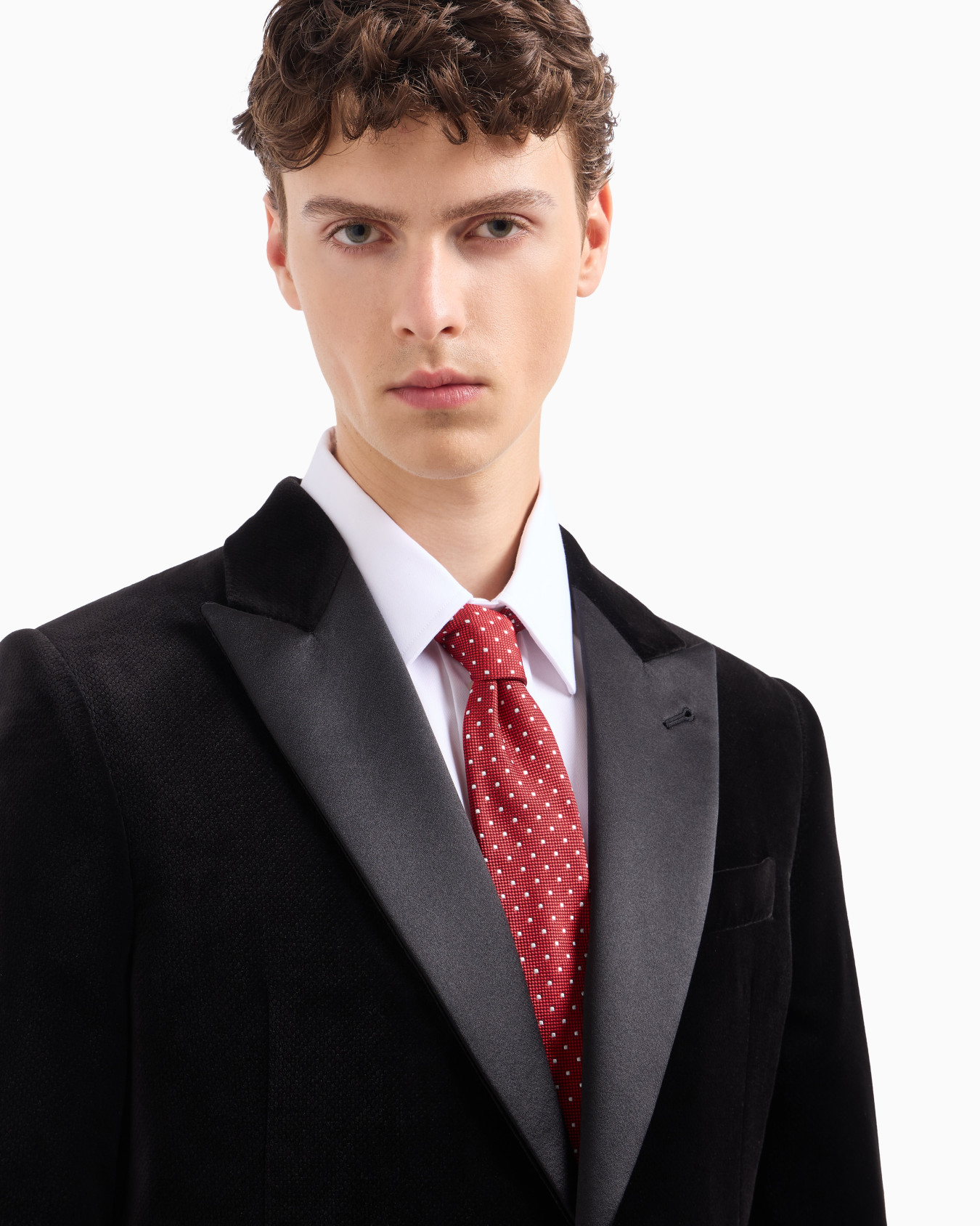 Pure silk tie with jacquard polka dot-effect micro-check Slide 2
