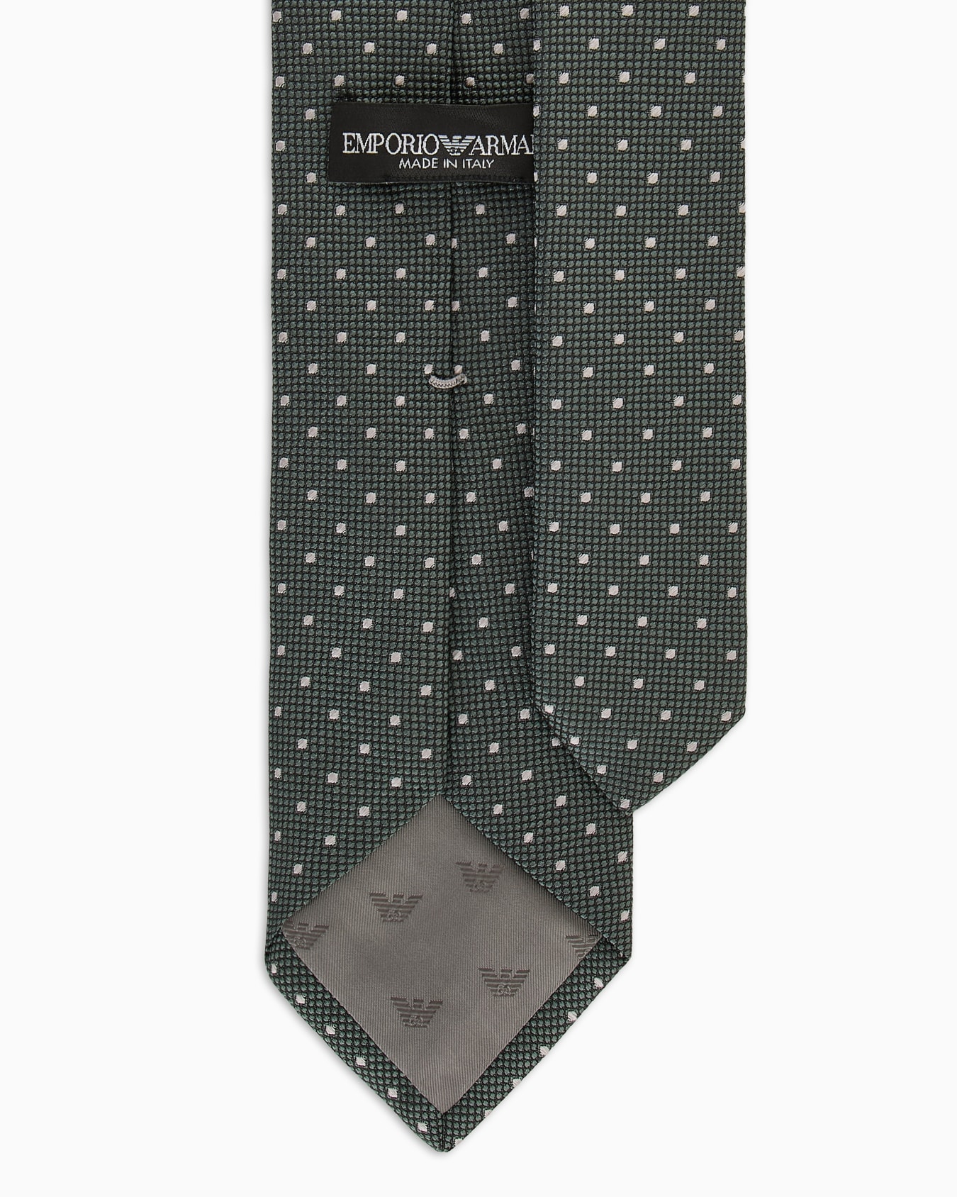Pure silk tie with jacquard polka dot-effect micro-check Slide 1