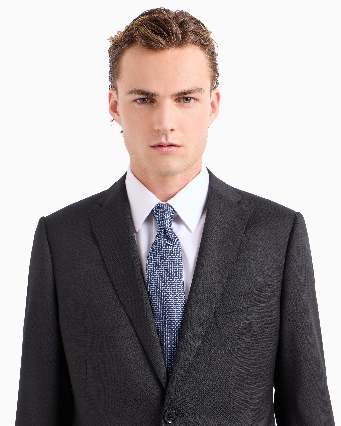 Pure silk tie with jacquard op-art motif Slide 2