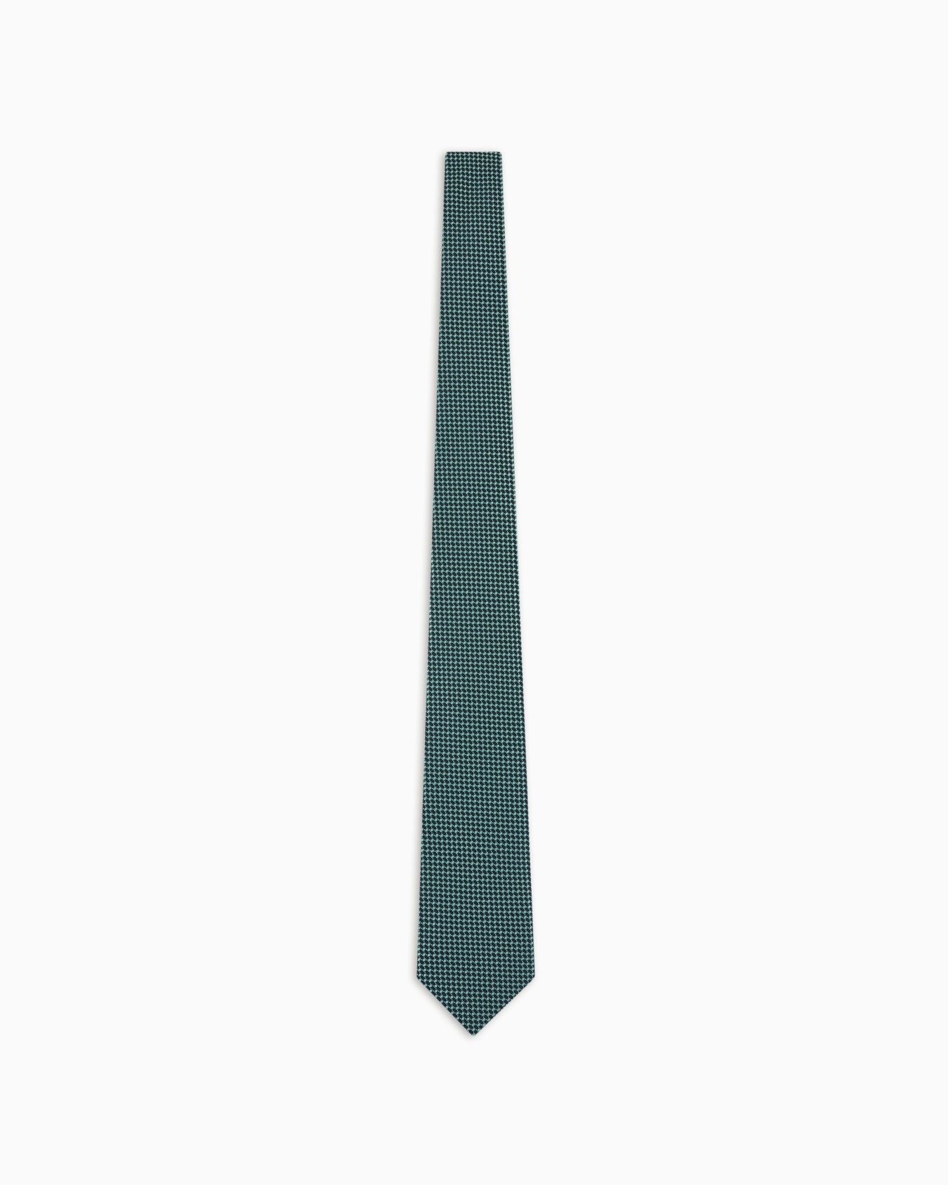 Pure silk tie with two-tone jacquard micro-pattern Slide 0