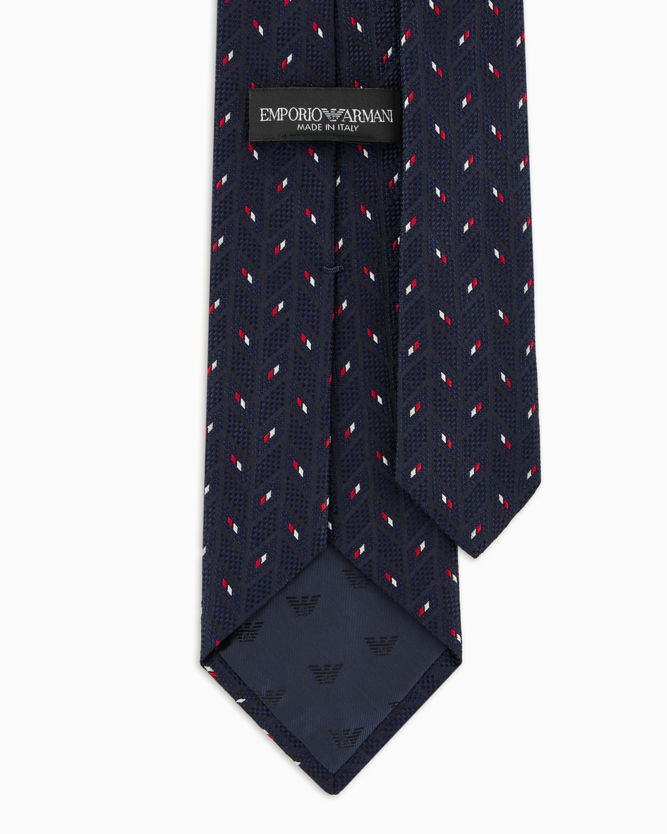 Pure silk tie with jacquard chevron motif Slide 1