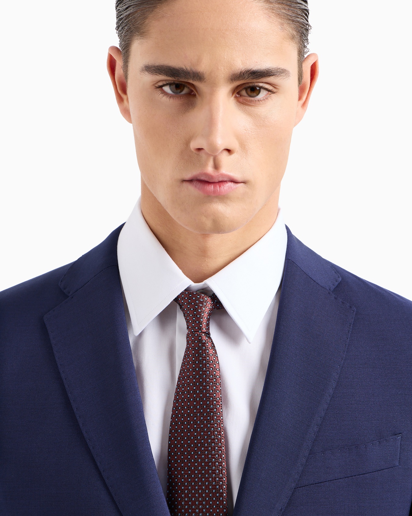 Pure silk tie with jacquard op-art micro pattern Slide 2