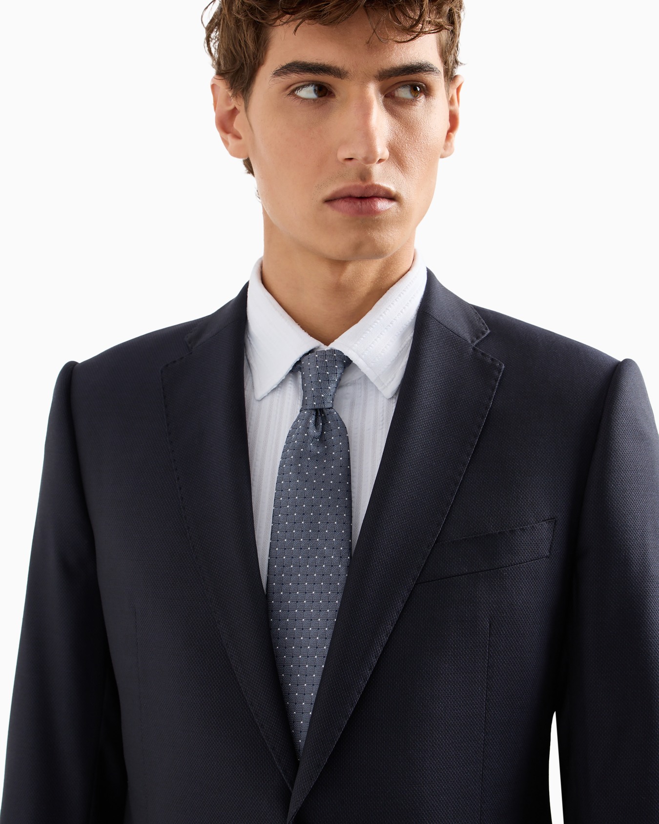 Pure silk tie with jacquard micro-pattern Slide 2