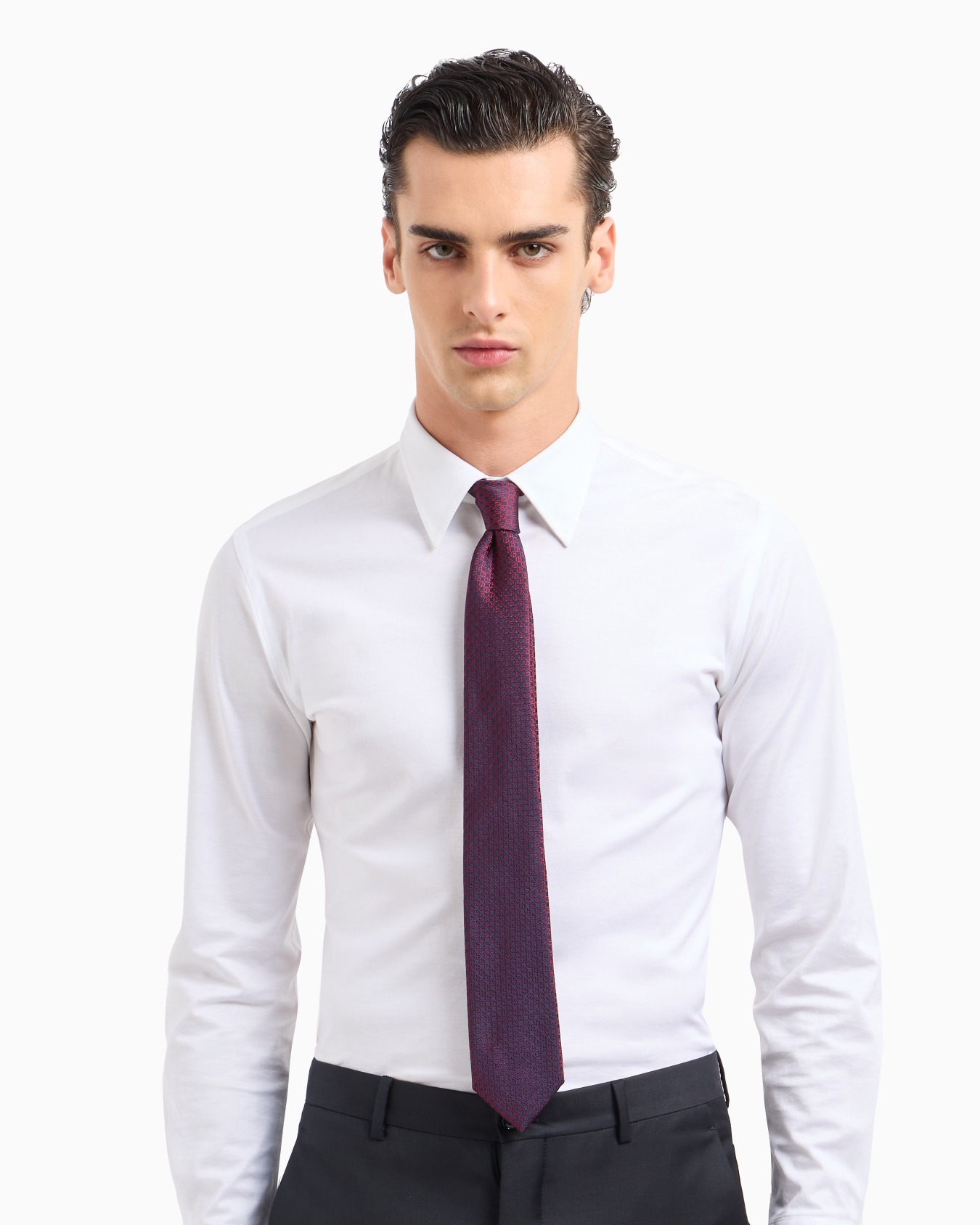 Silk tie with jacquard monogram Slide 2