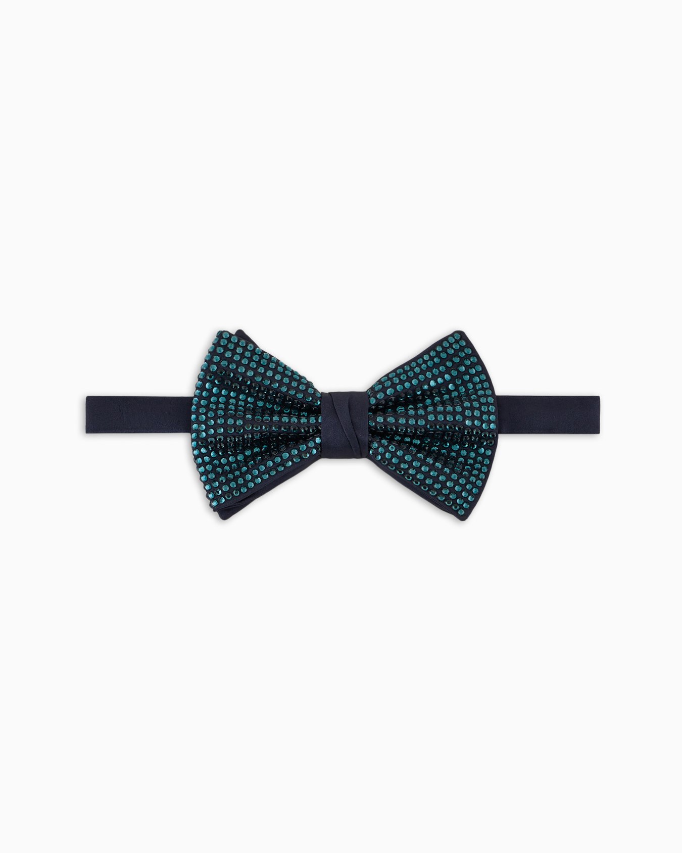 Large silk-blend pre-tied bow tie with rhinestones Diapositiva 0