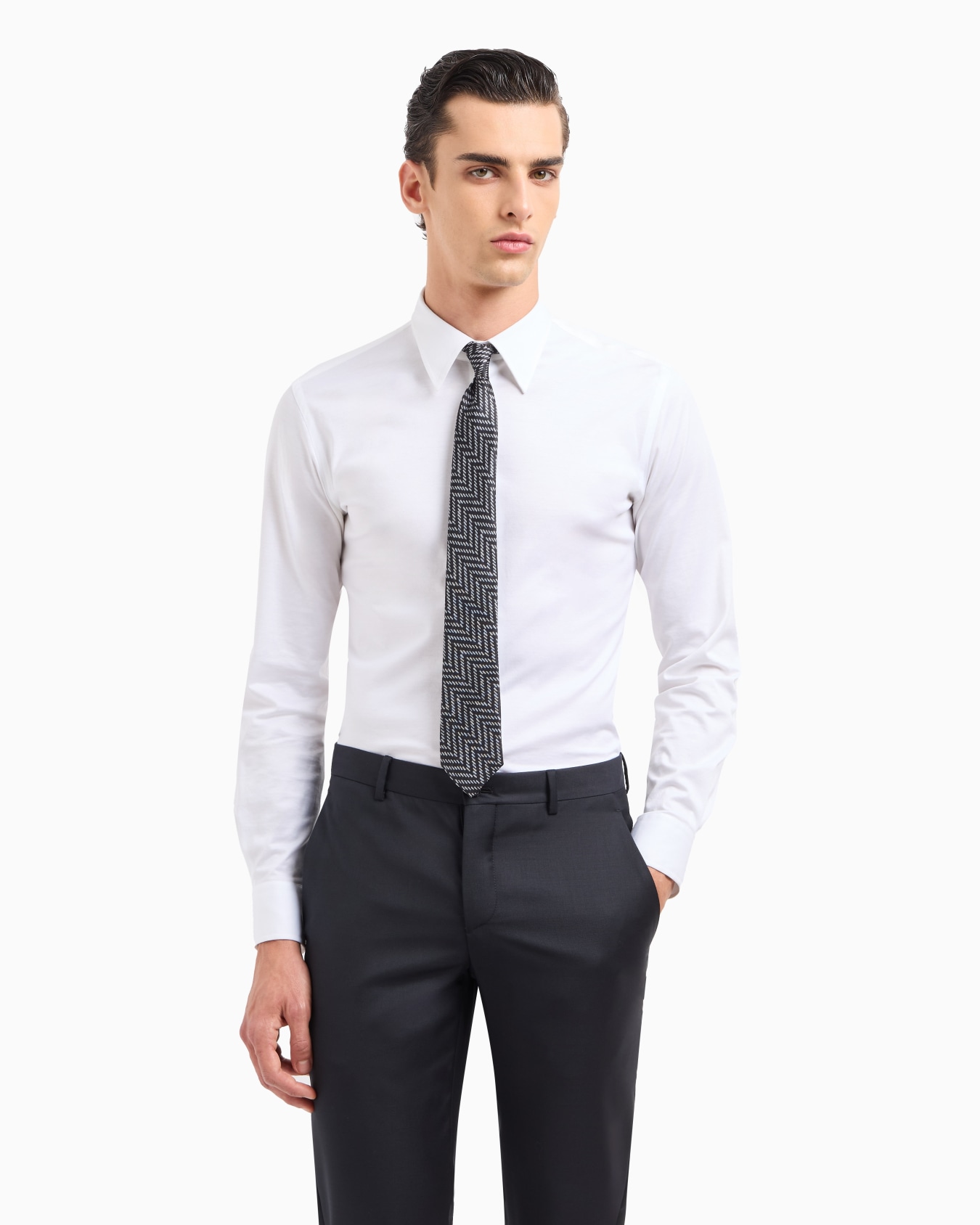 ASV silk tie with geometric print Slide 2