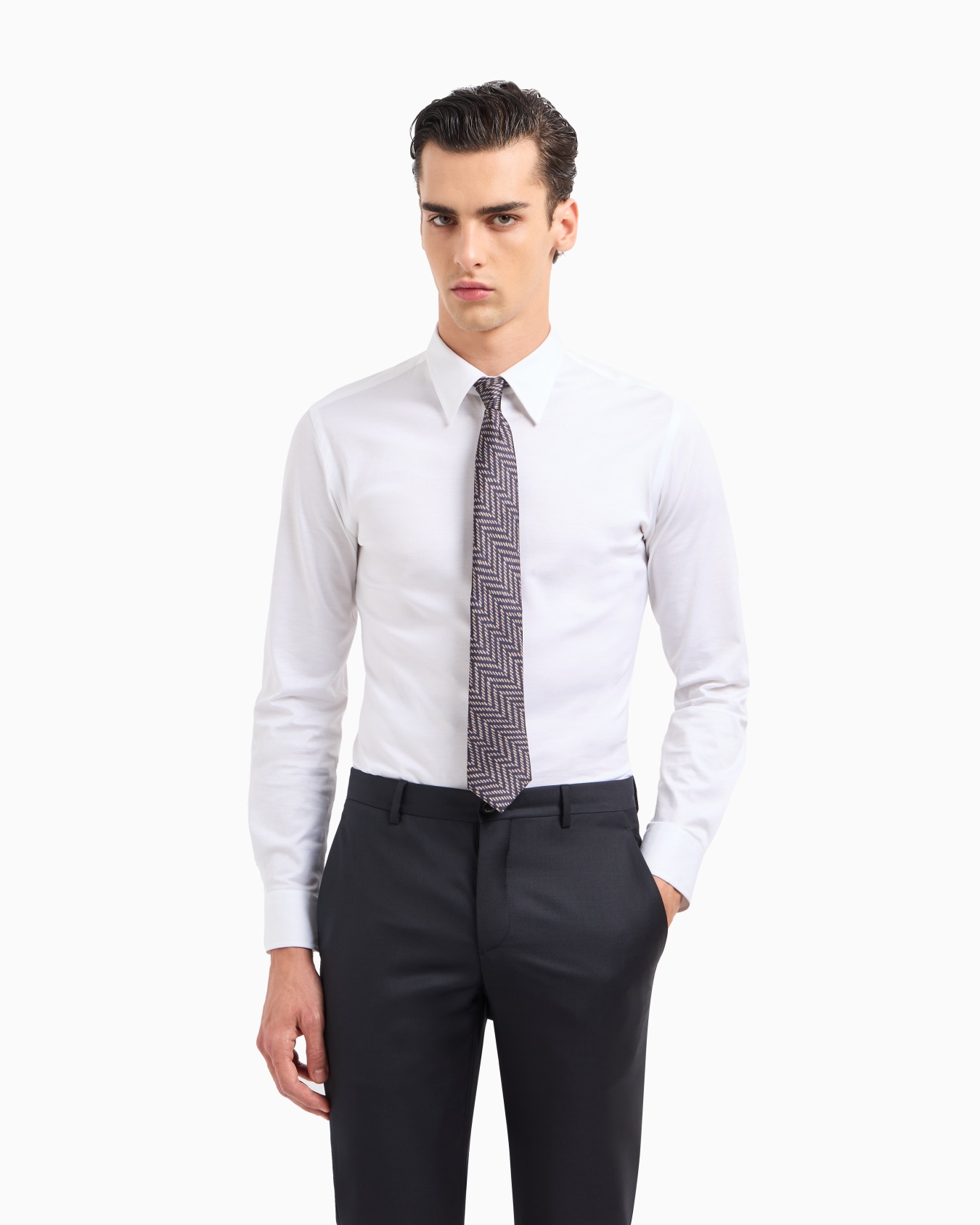 ASV silk tie with geometric print Slide 2