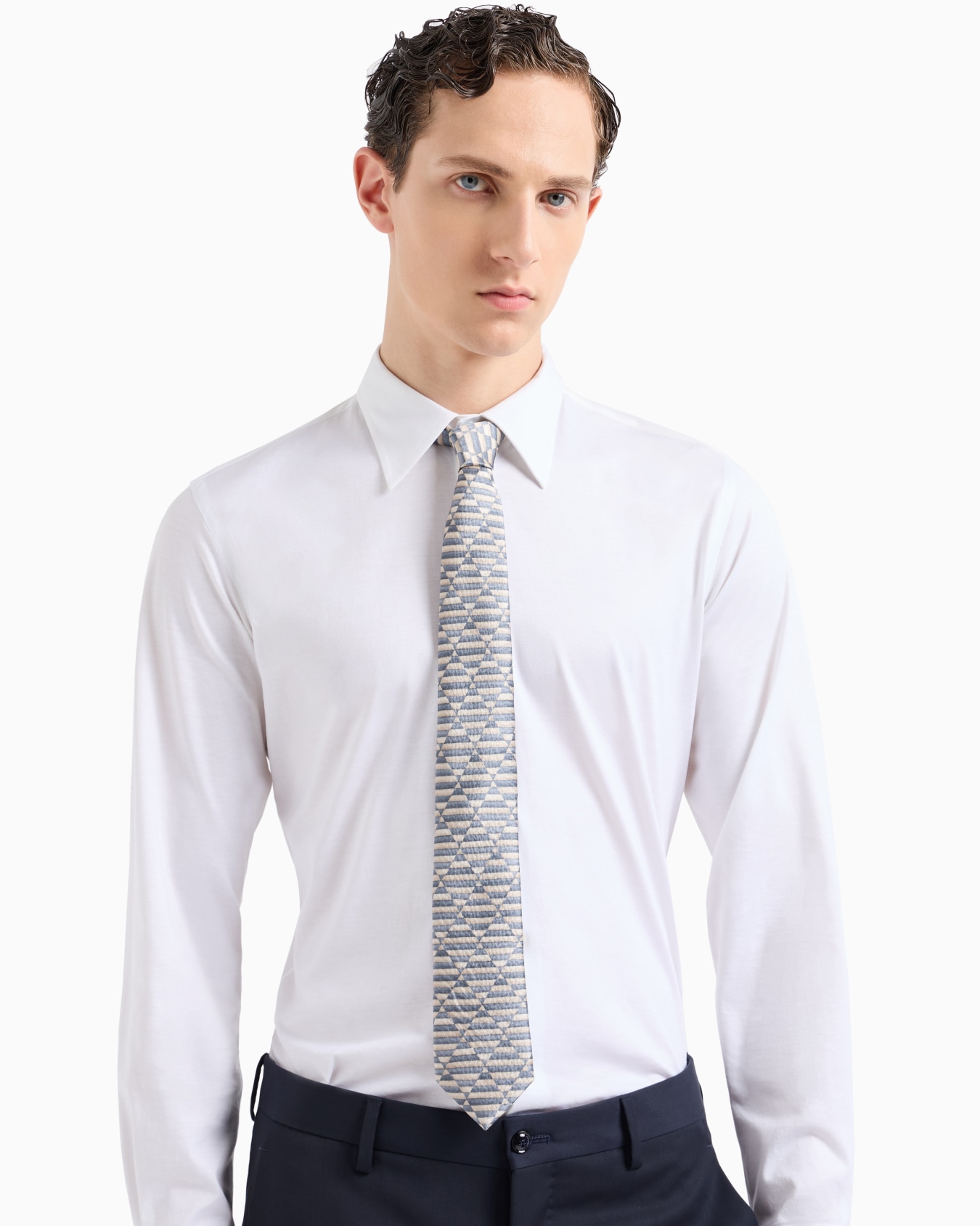 Silk tie with geometric print Slide 2