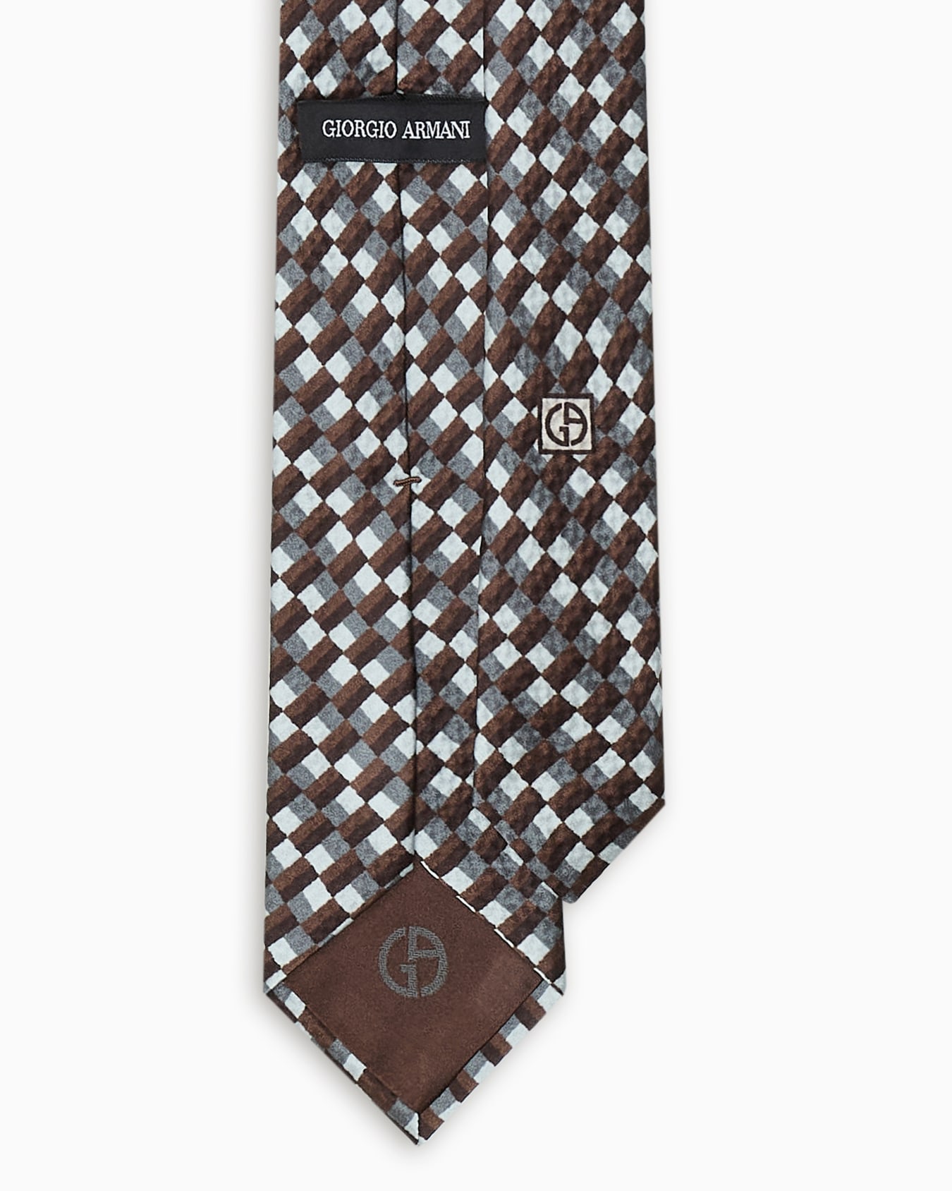 Silk seersucker tie with geometric print Slide 1