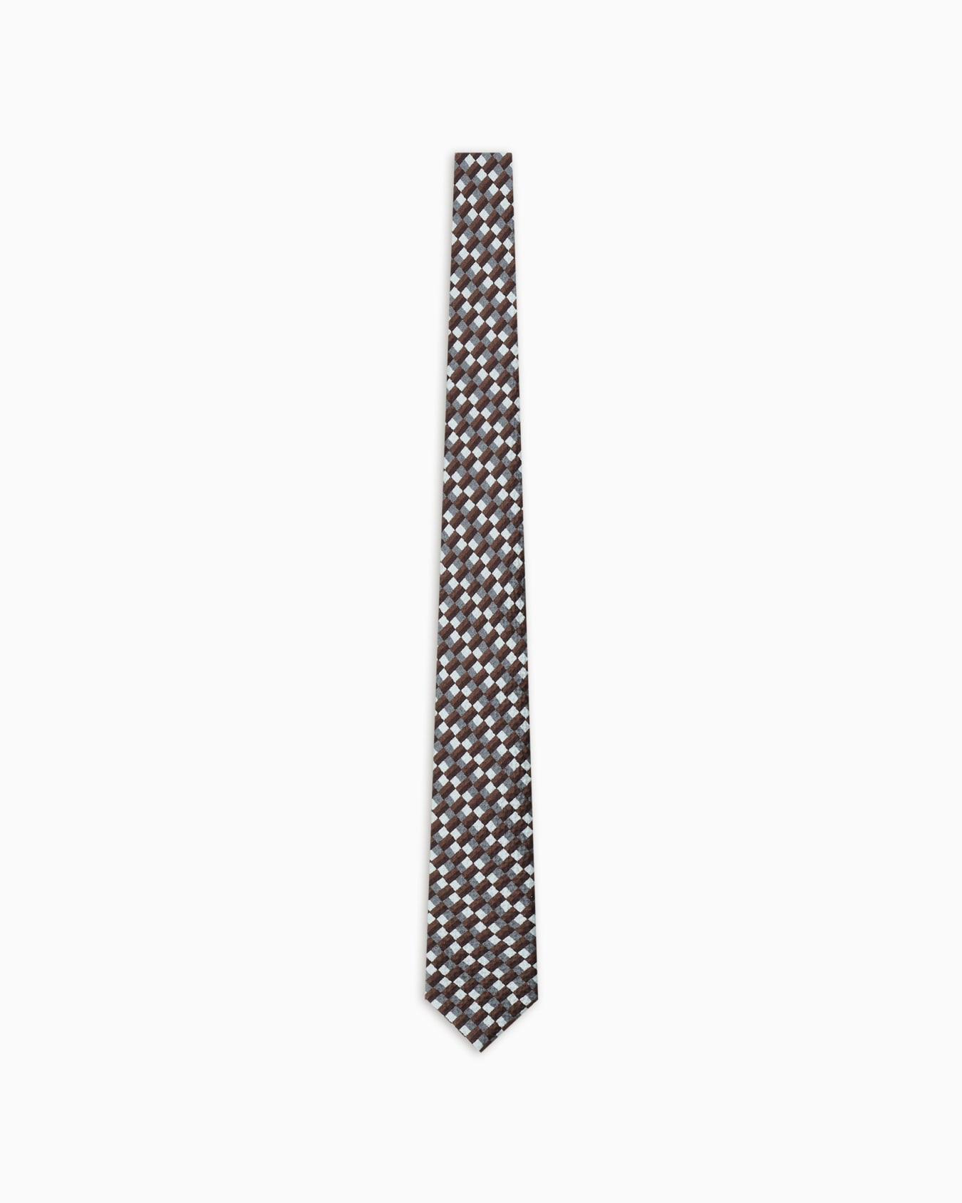 Silk seersucker tie with geometric print Slide 0