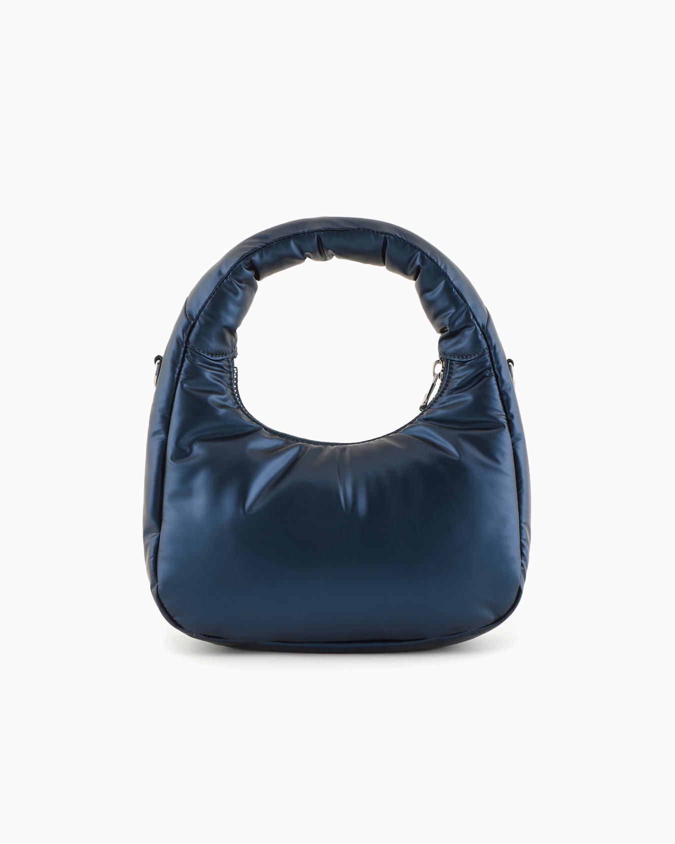 Shiny, padded nylon hobo bag with logo Slide 2