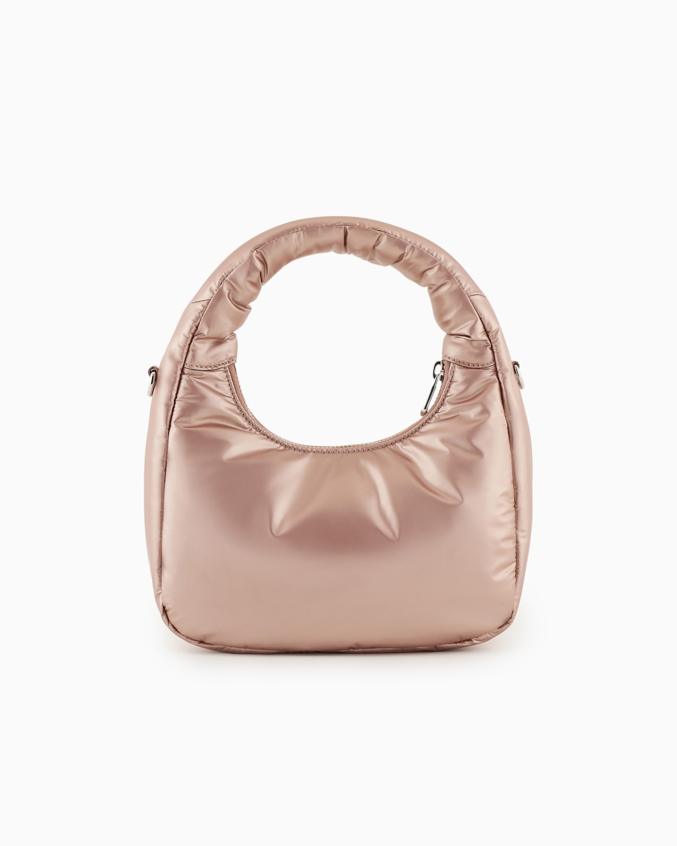 Shiny, padded nylon hobo bag with logo Slide 2
