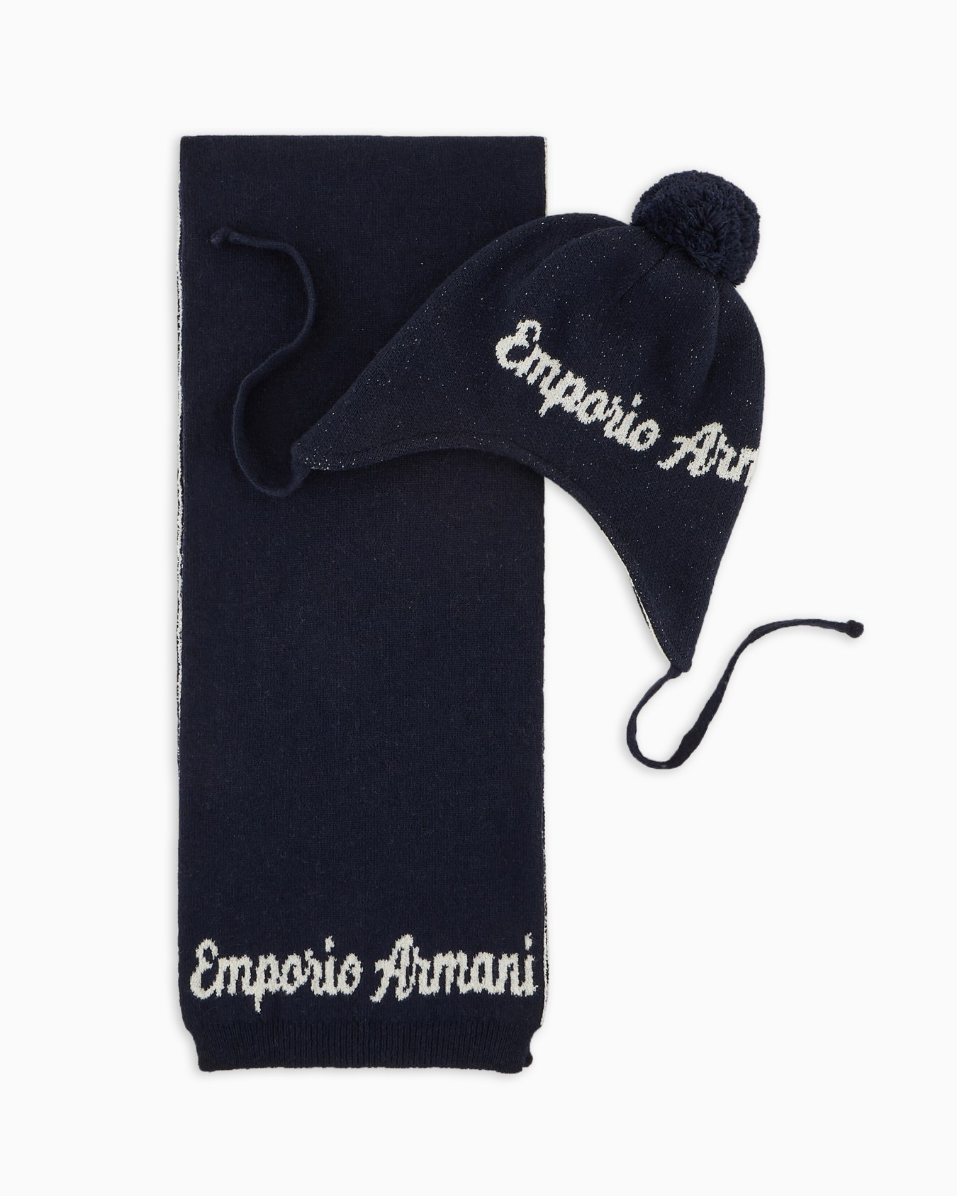 Beret and scarf set with jacquard logo Slide 0