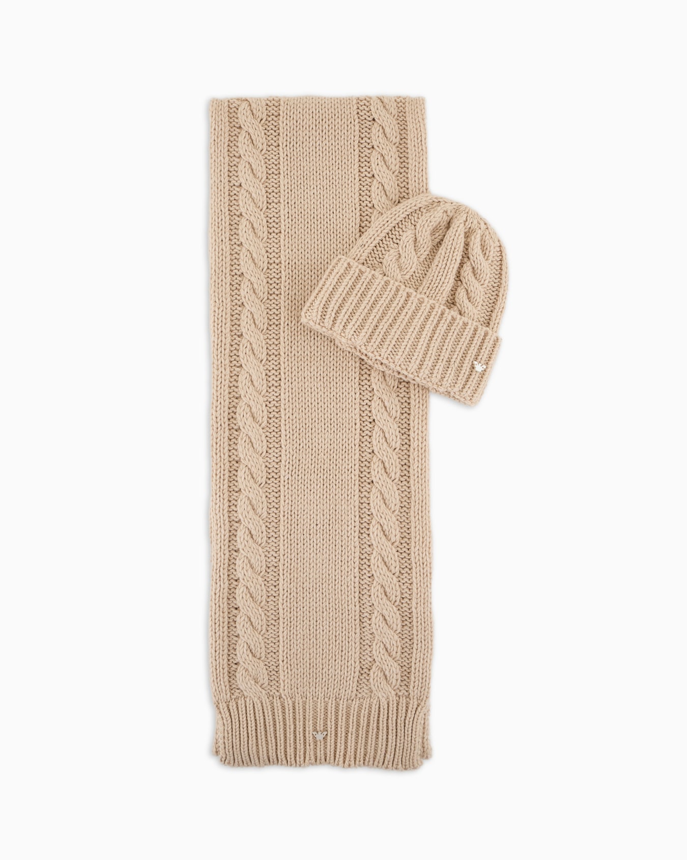 Ensemble bonnet et écharpe en laine mélangée torsadée Diapositive 0