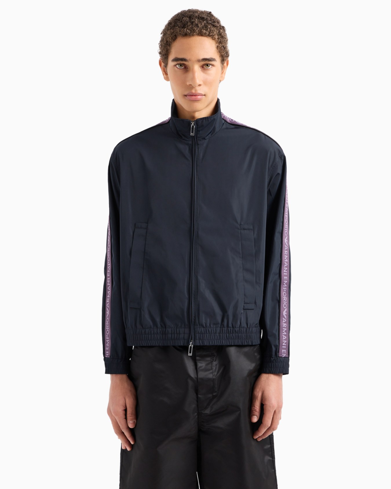 Full-zip blouson in light nylon with logo tape Slide 1
