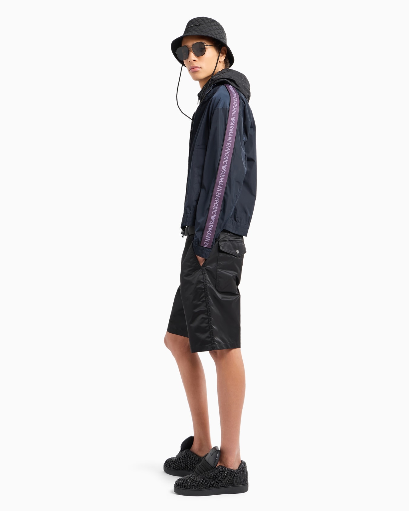 Full-zip blouson in light nylon with logo tape Slide 3