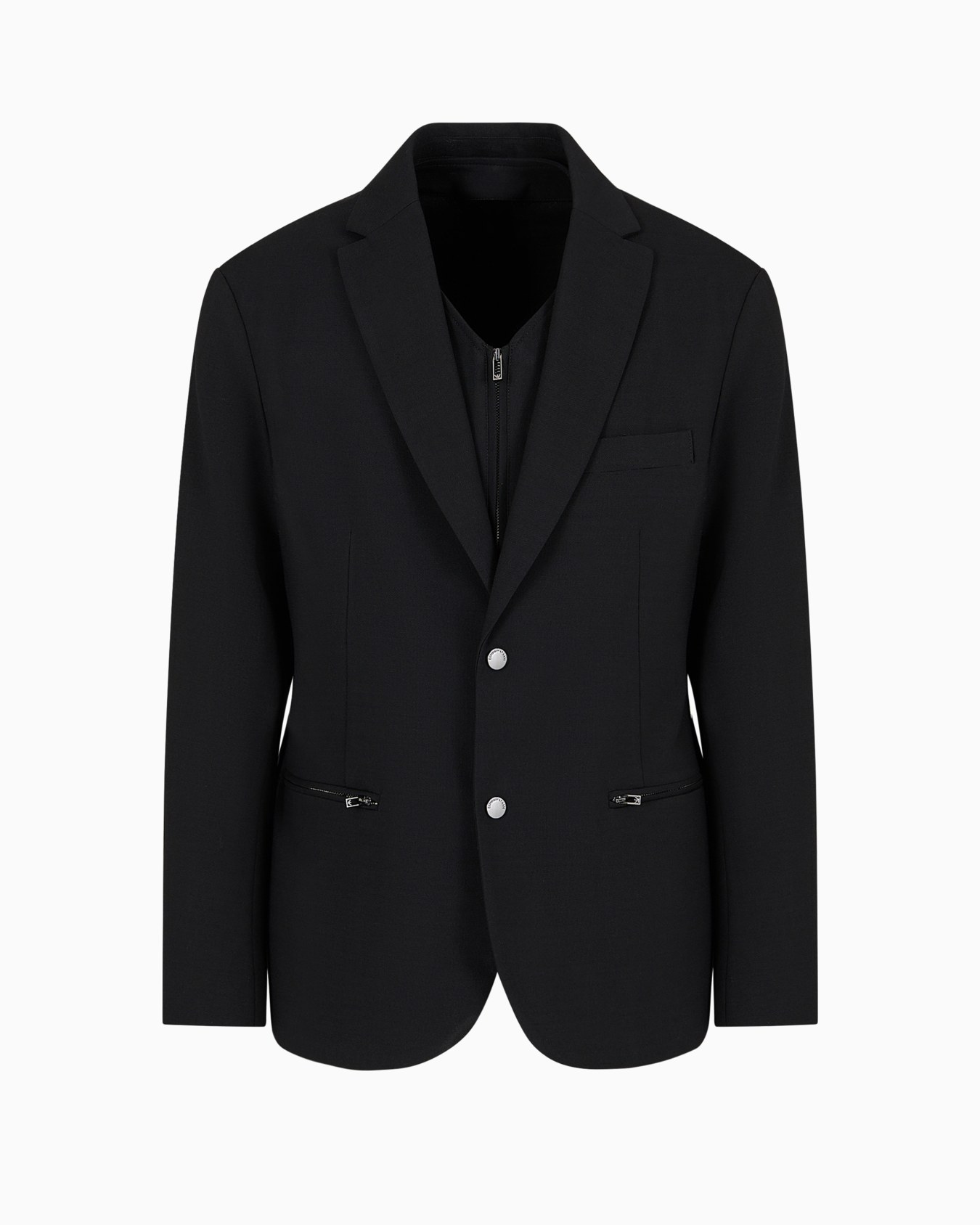 Wool-blend single-breasted jacket with detachable inner panel Diapositiva 0
